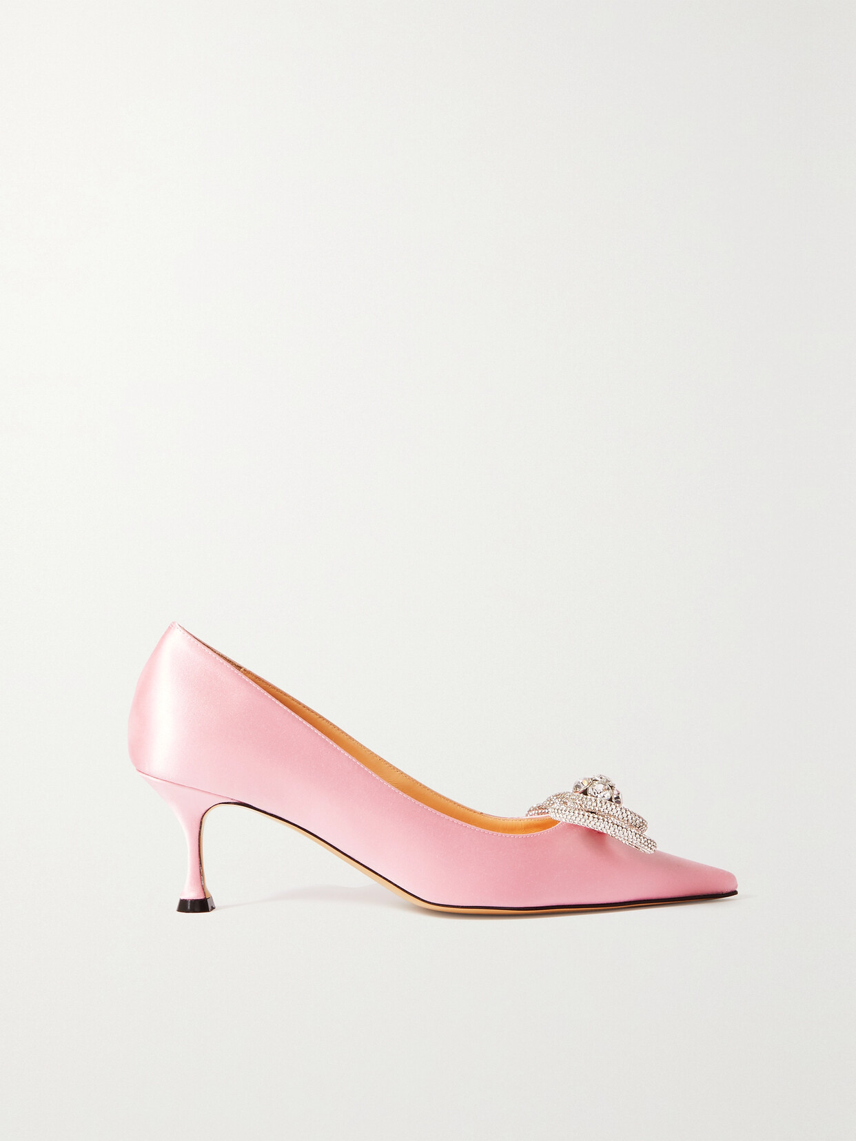 MACH & MACH - Double Bow Crystal-embellished Satin Pumps - Pink