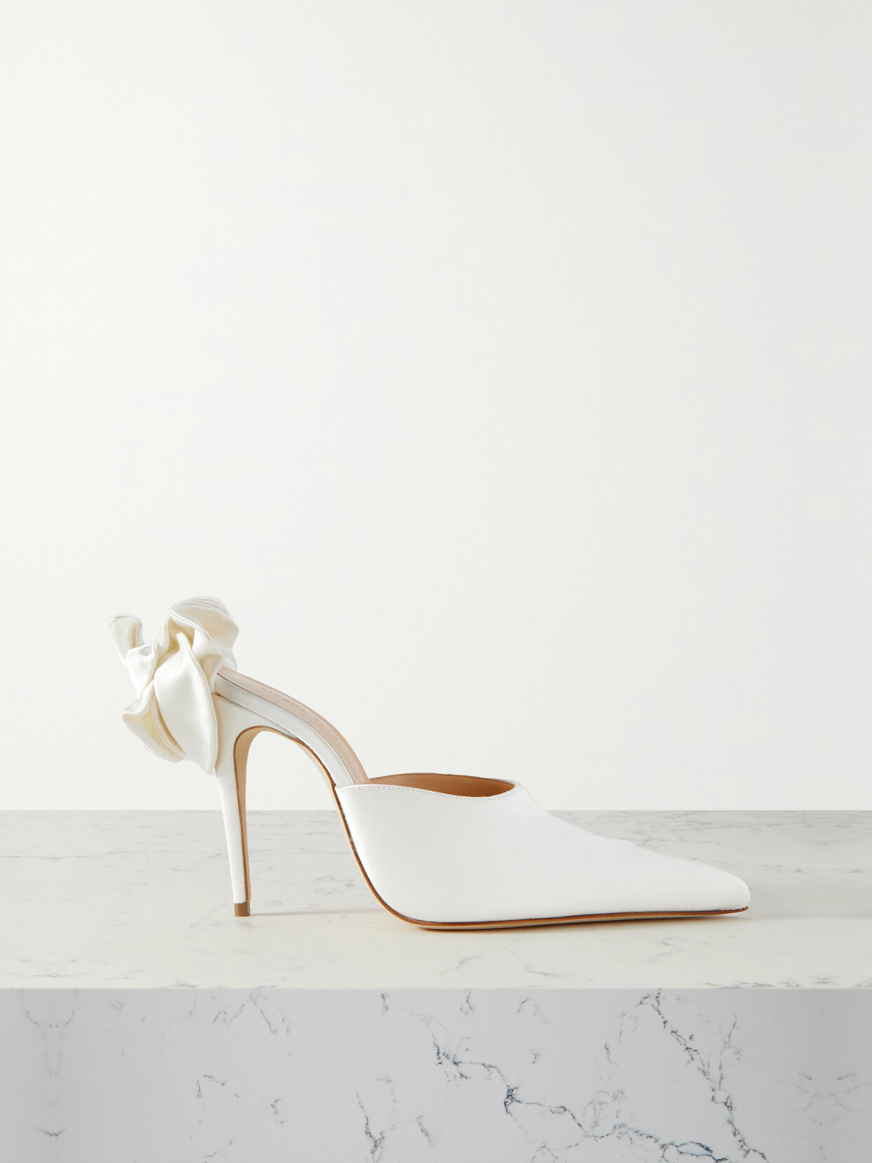 Magda Butrym - Appliquéd Satin Mules - Cream