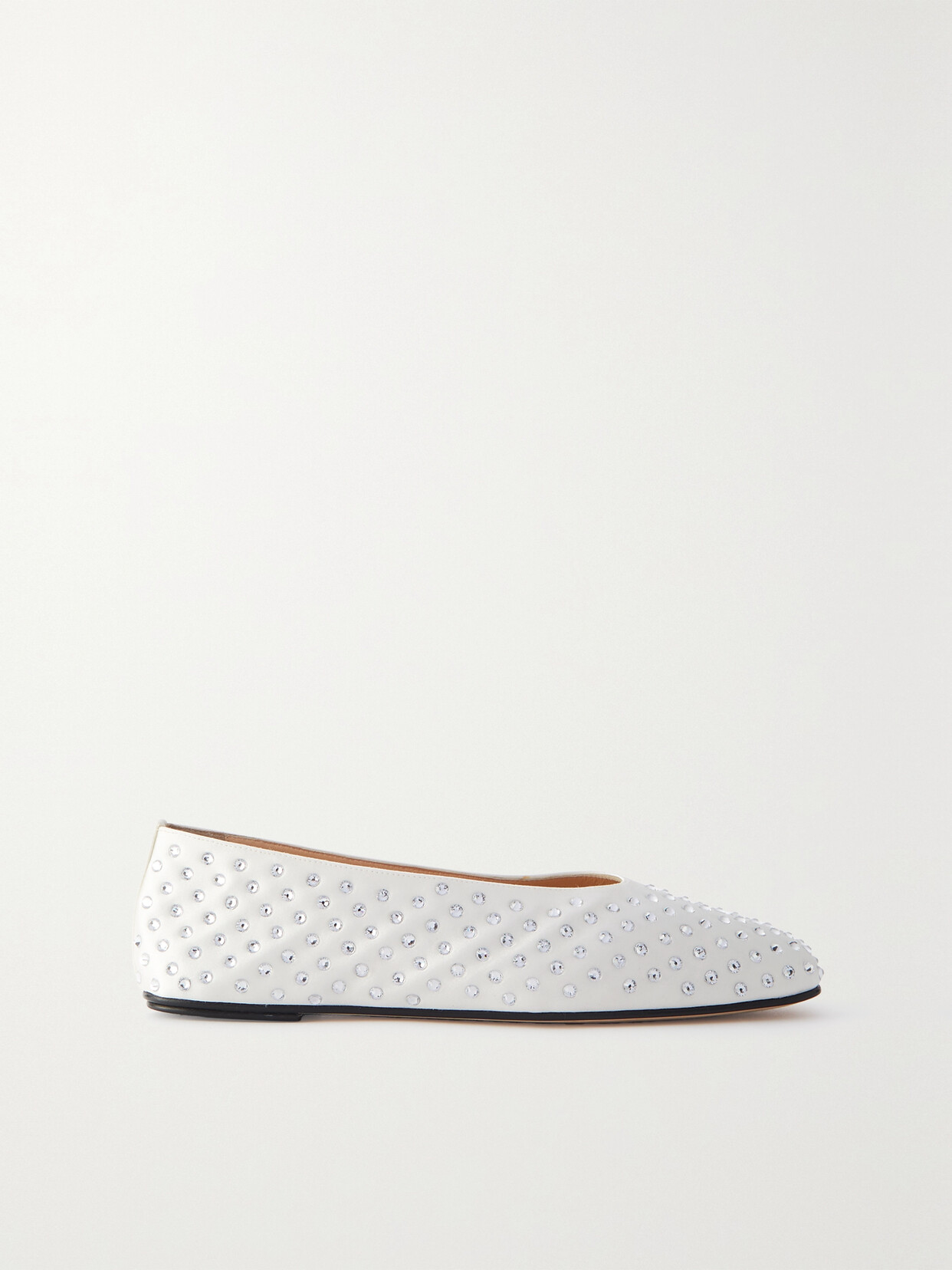 Magda Butrym - Crystal-embellished Satin Ballet Flats - White