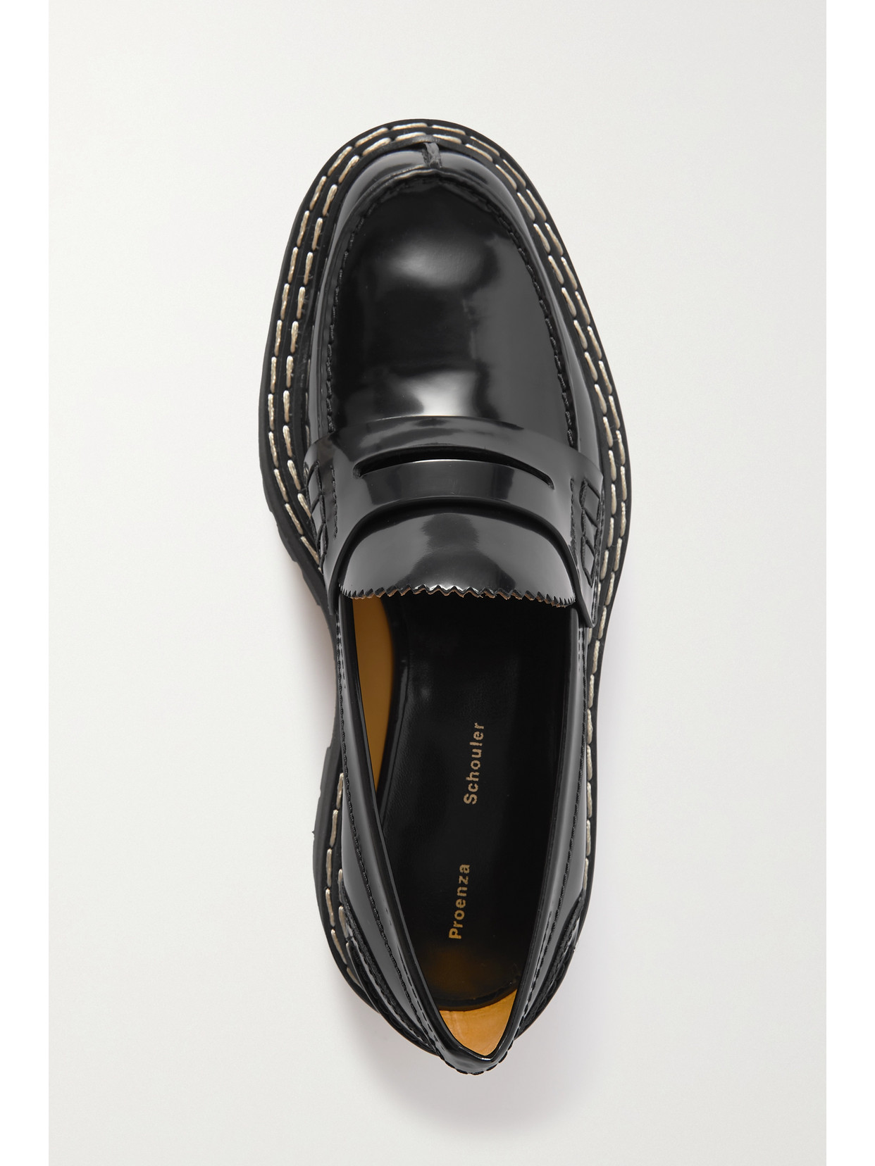 Shop Proenza Schouler Lug Sole Glossed-leather Platform Loafers In Black