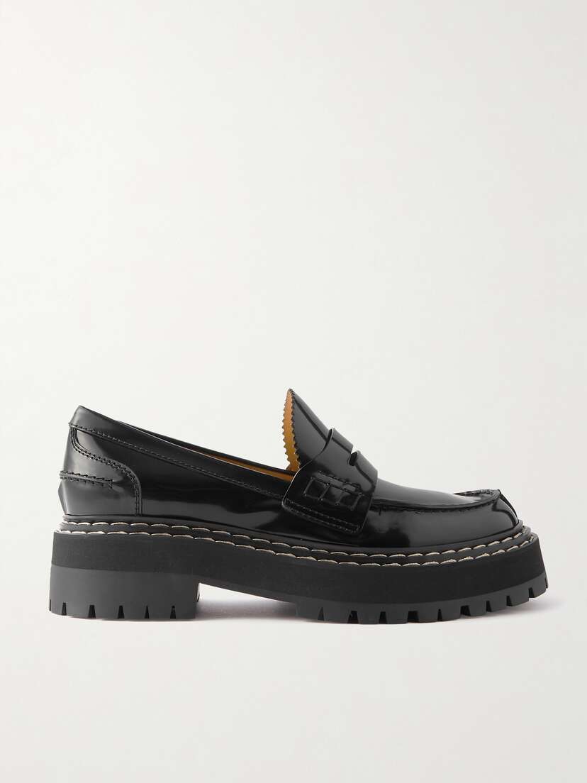 Proenza Schouler Lug Sole Glossed-leather Platform Loafers