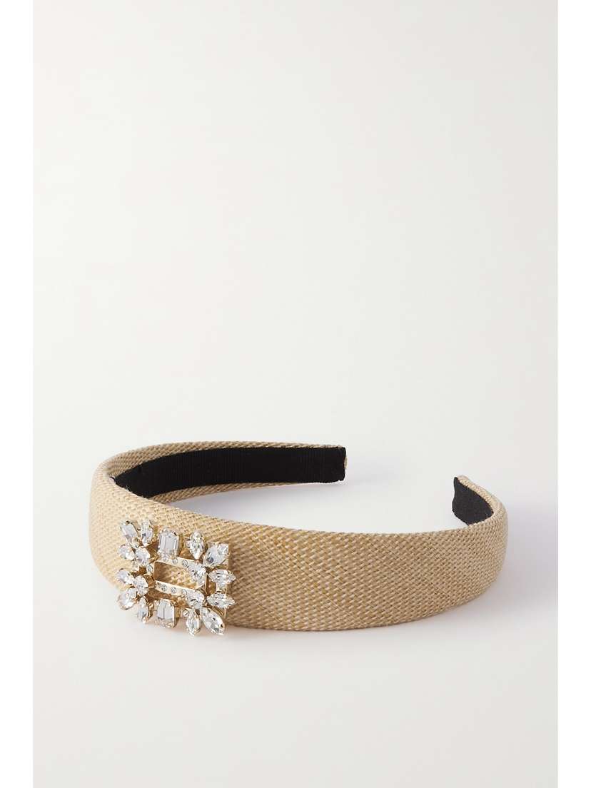Roger Vivier Broche Vivier Crystal-embellished Faux Raffia Hairband