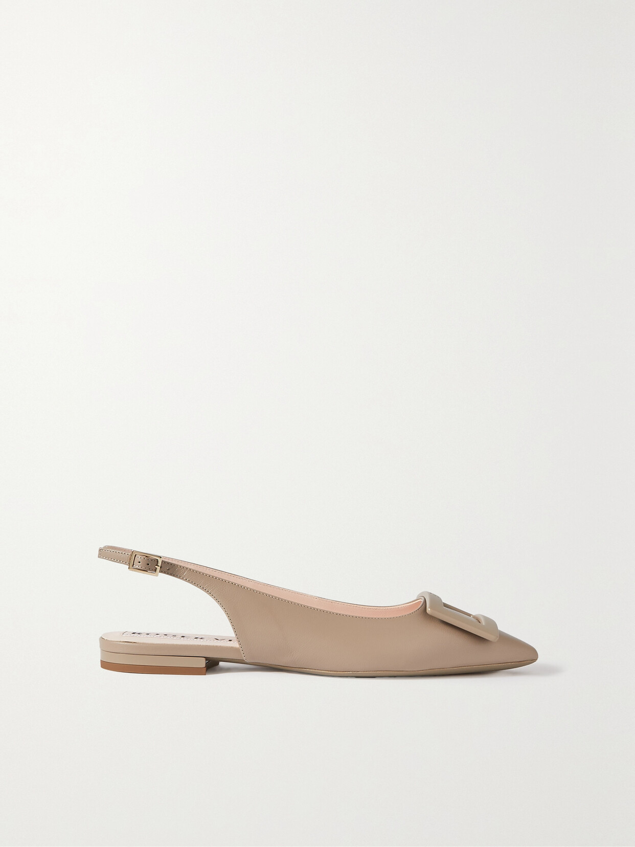 Roger Vivier Gommettine Leather Point-toe Slingback Flats In Brown