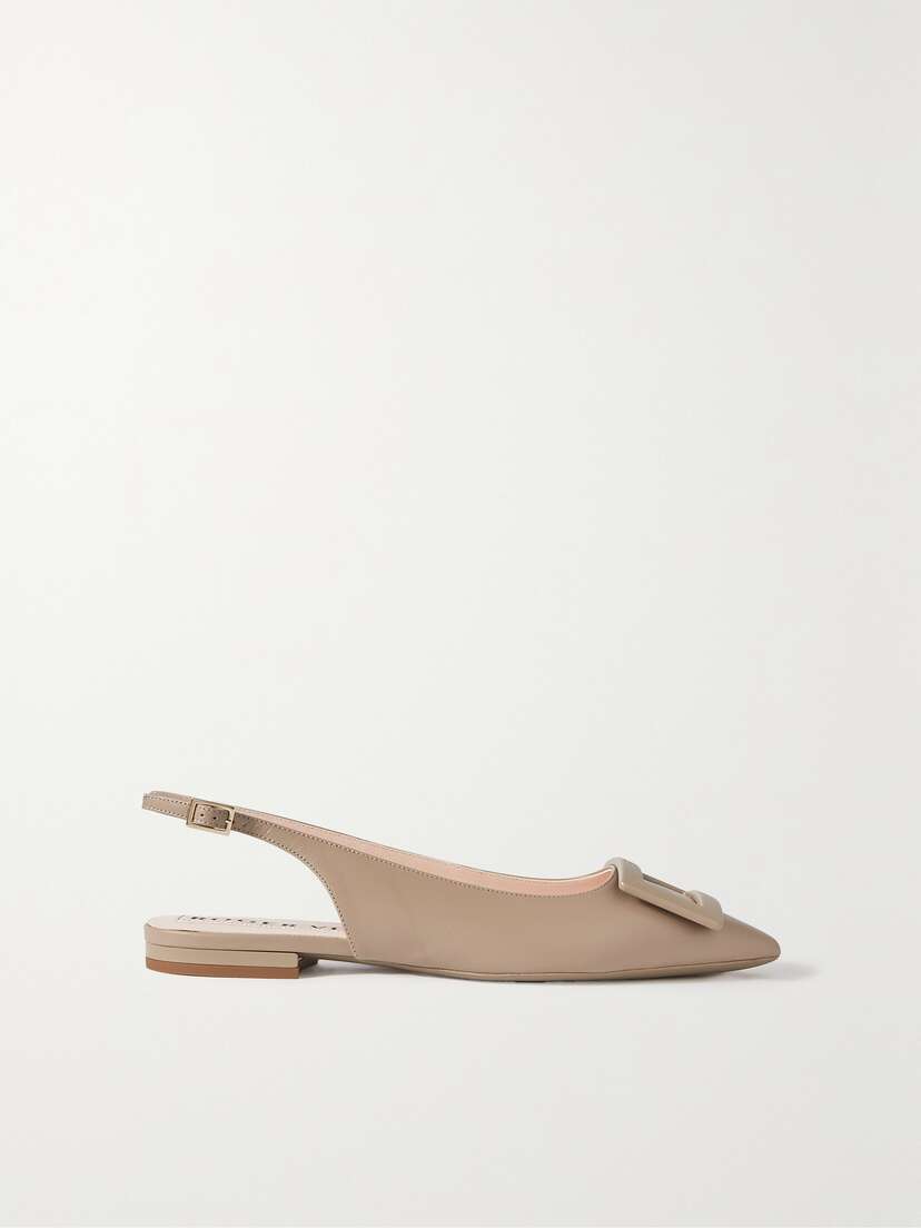 Roger Vivier Gommettine Leather Point-toe Slingback Flats