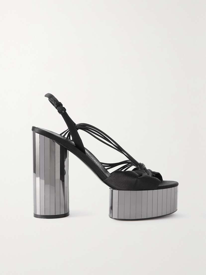 Ferragamo + Net Sustain Sabina Leather-trimmed Satin Platform Sandals