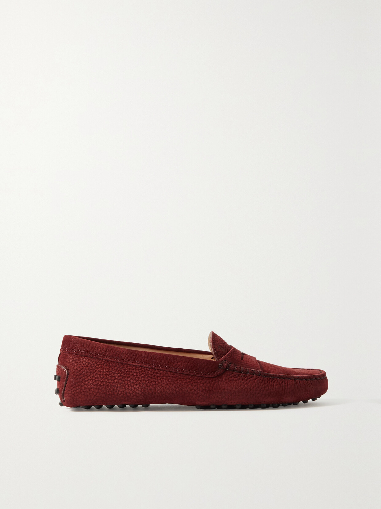 Tod's Gommini Suede Loafers In Burgundy