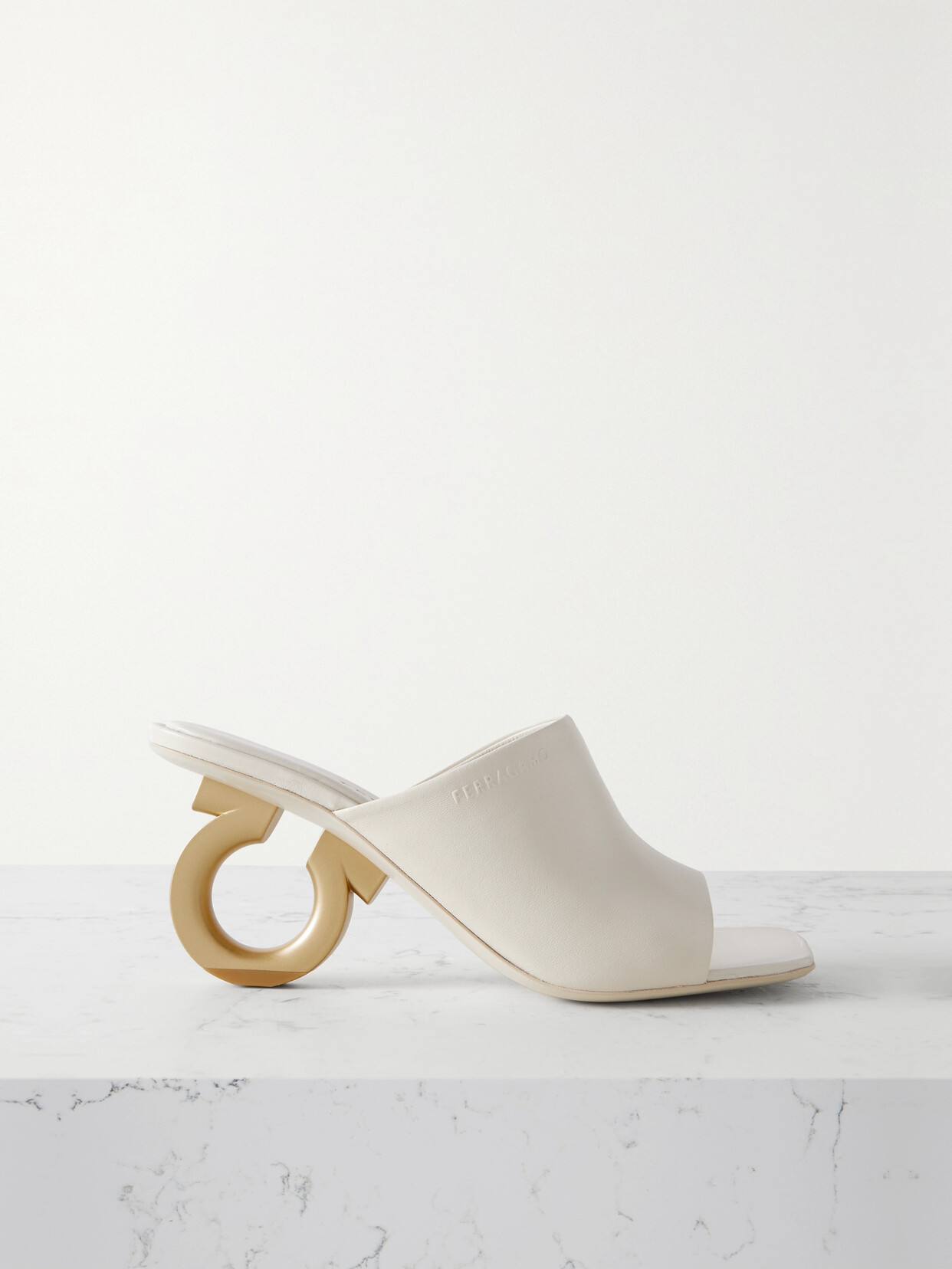 Ferragamo Astro Leather Mules - Off-white