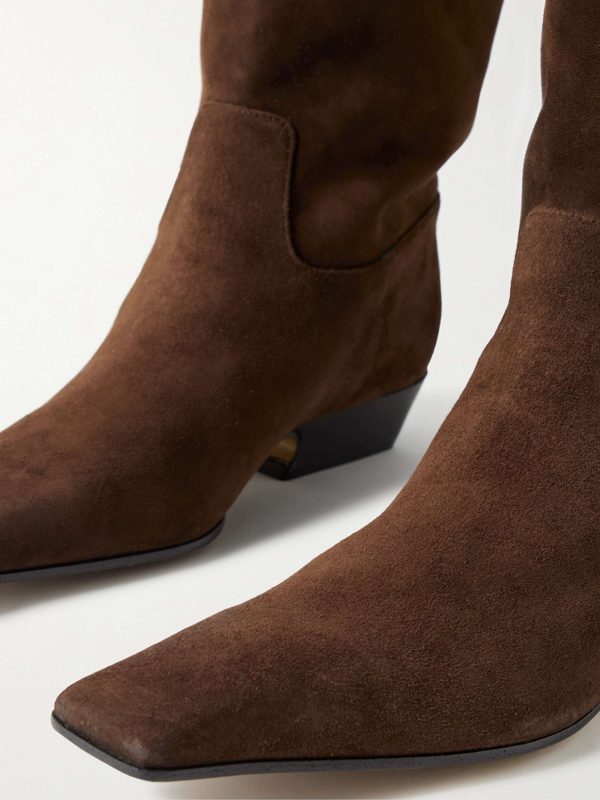 KHAITE Marfa suede knee boots | NET-A-PORTER