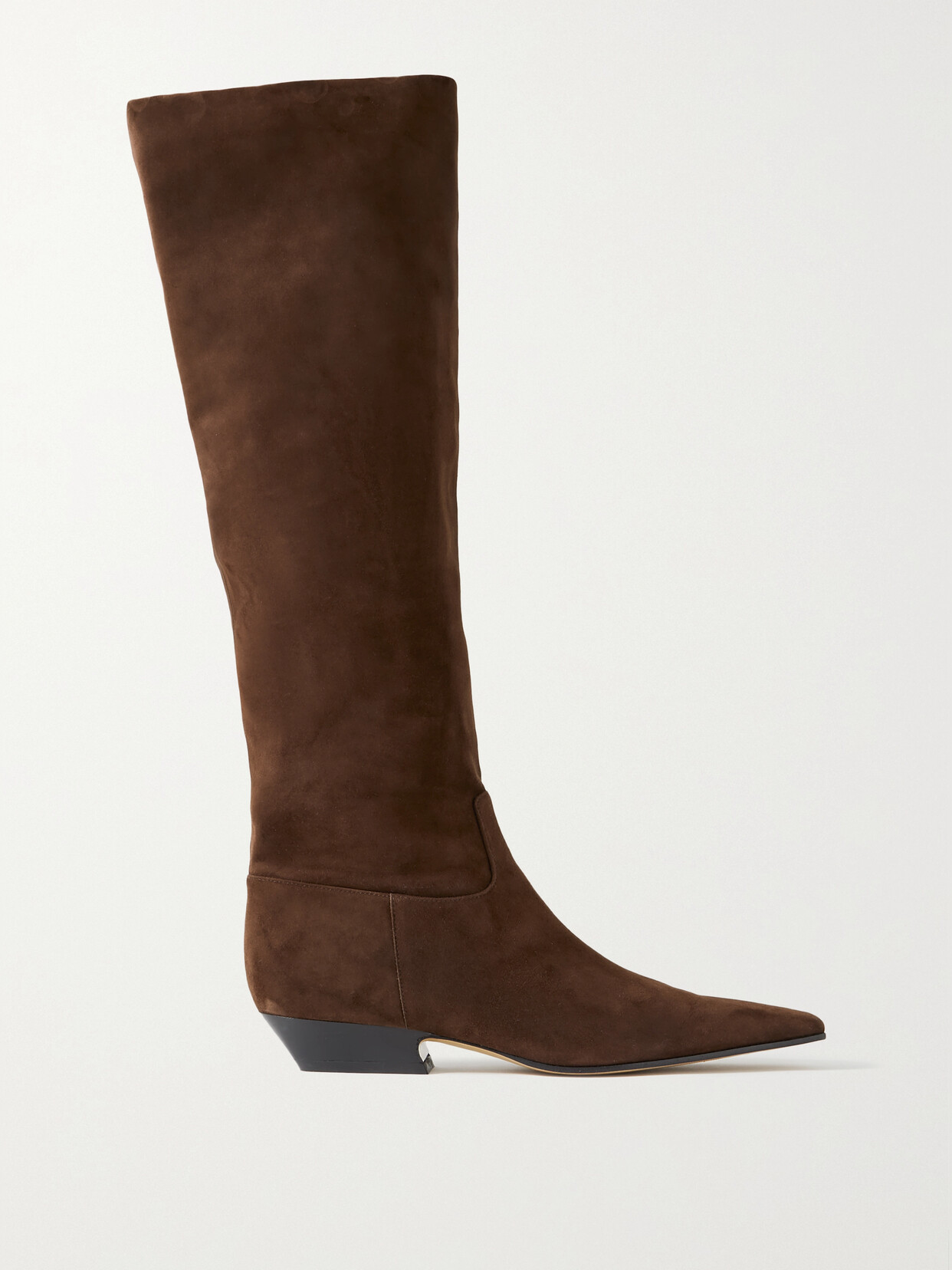 Shop Khaite Marfa Suede Knee Boots In Brown