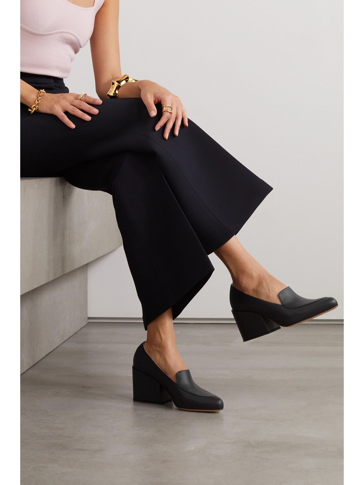 Gabriela Hearst Adrian Leather Heeled Loafers In Black