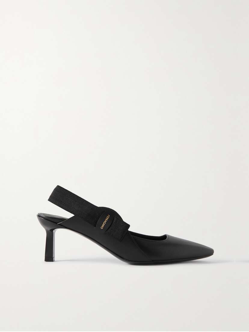 Ferragamo Vania Glossed-leather And Grosgrain Slingback Pumps