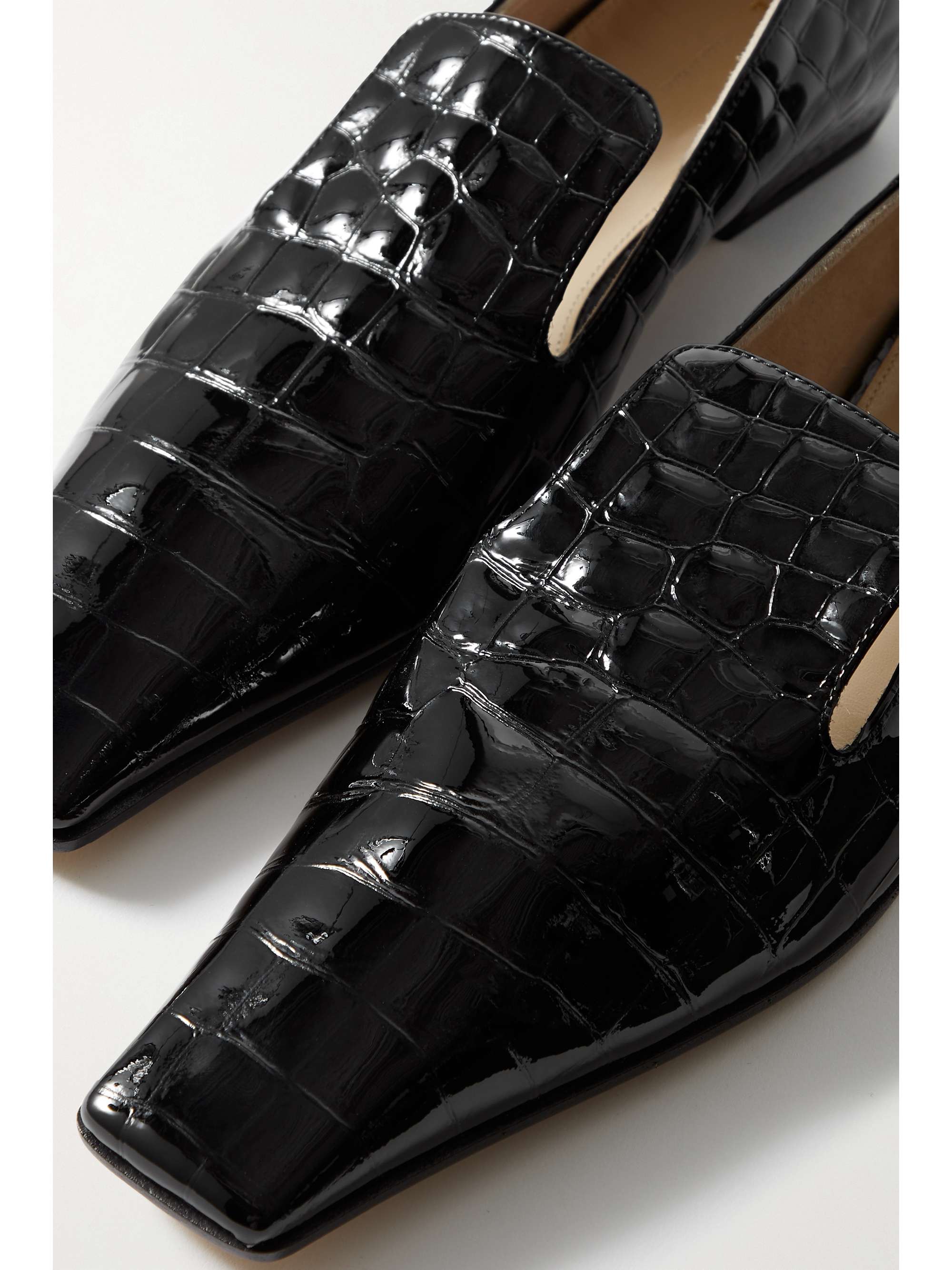 KHAITE Marfa croc-effect patent-leather loafers | NET-A-PORTER