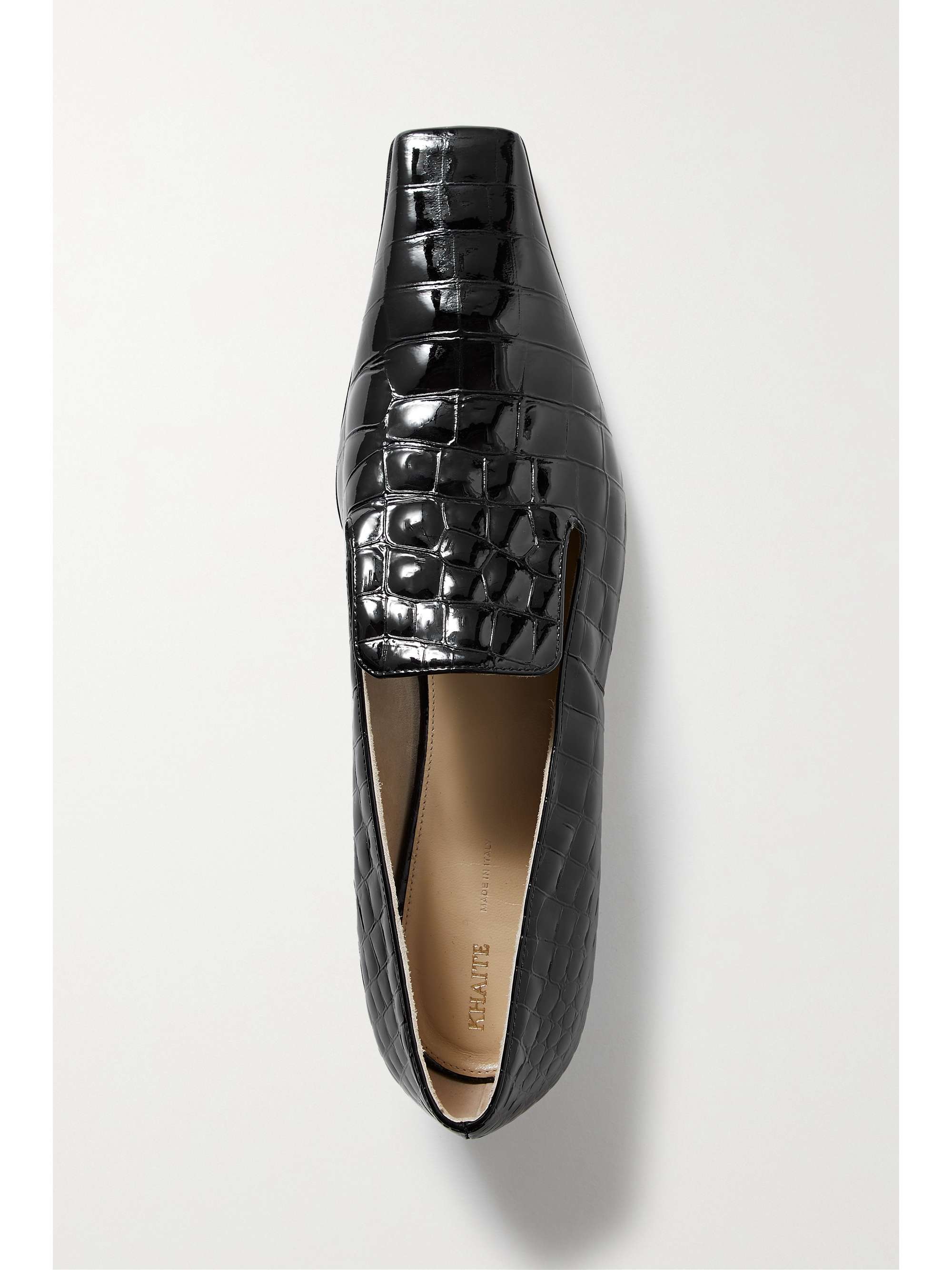 KHAITE Marfa croc-effect patent-leather loafers | NET-A-PORTER