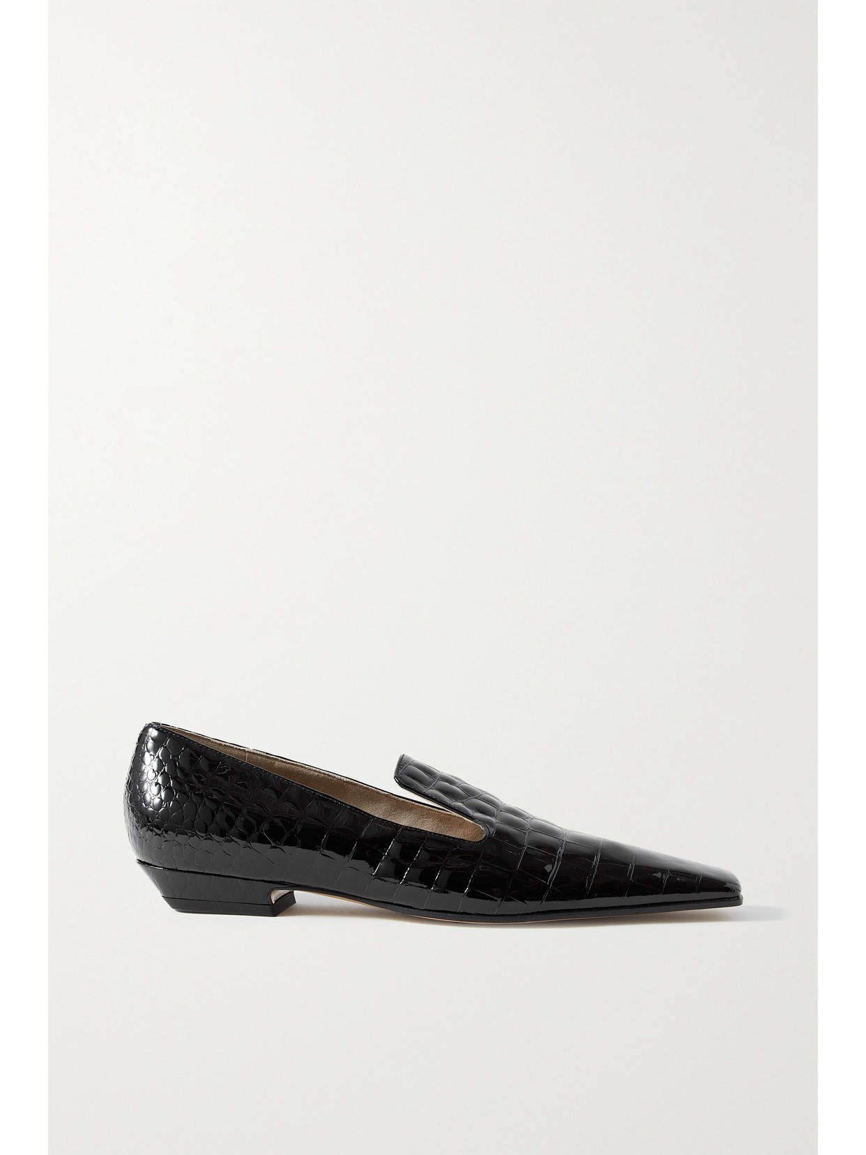 Khaite - Marfa Croc-effect Patent-leather Loafers - Black