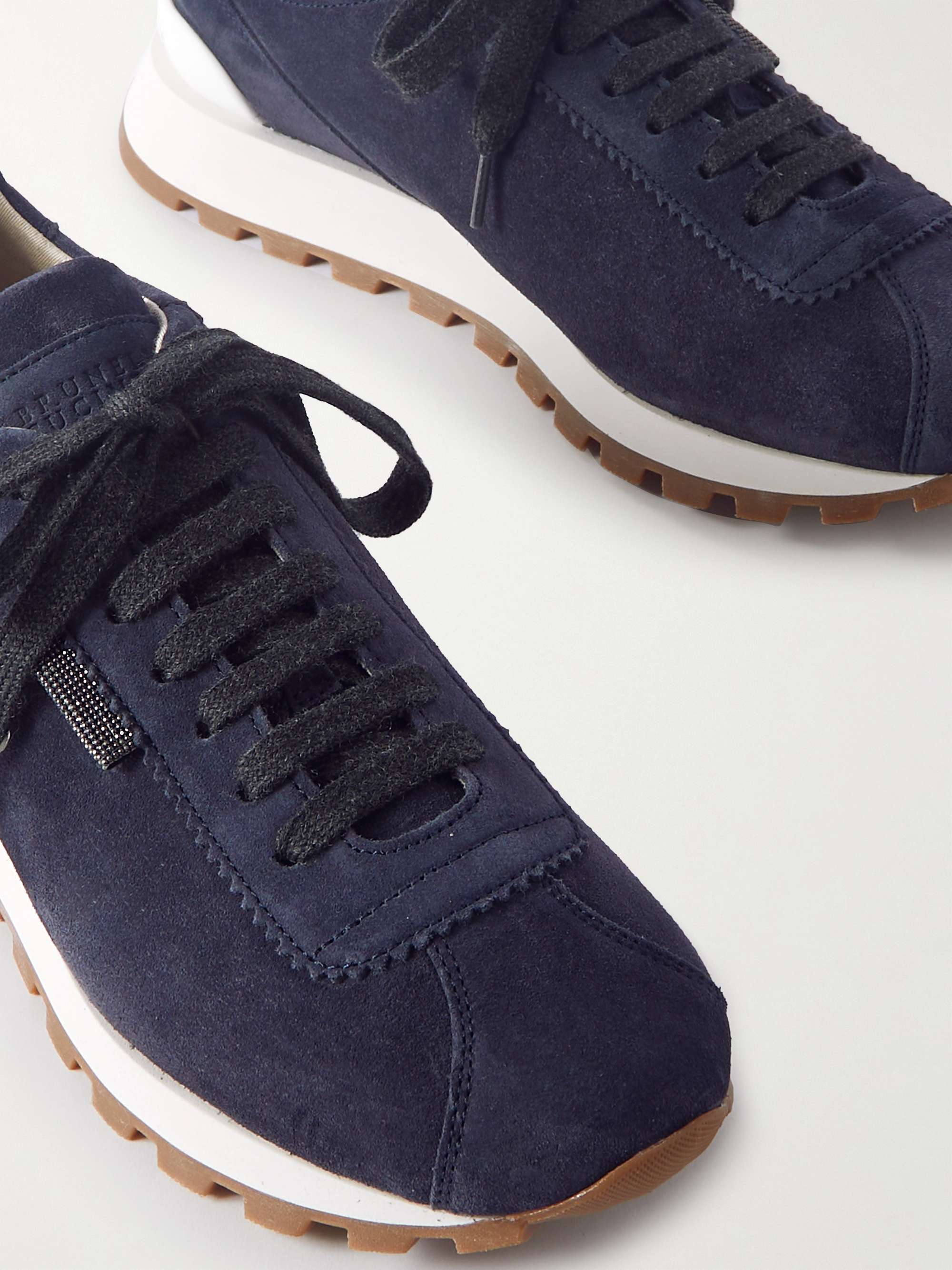BRUNELLO CUCINELLI Bead-embellished suede sneakers