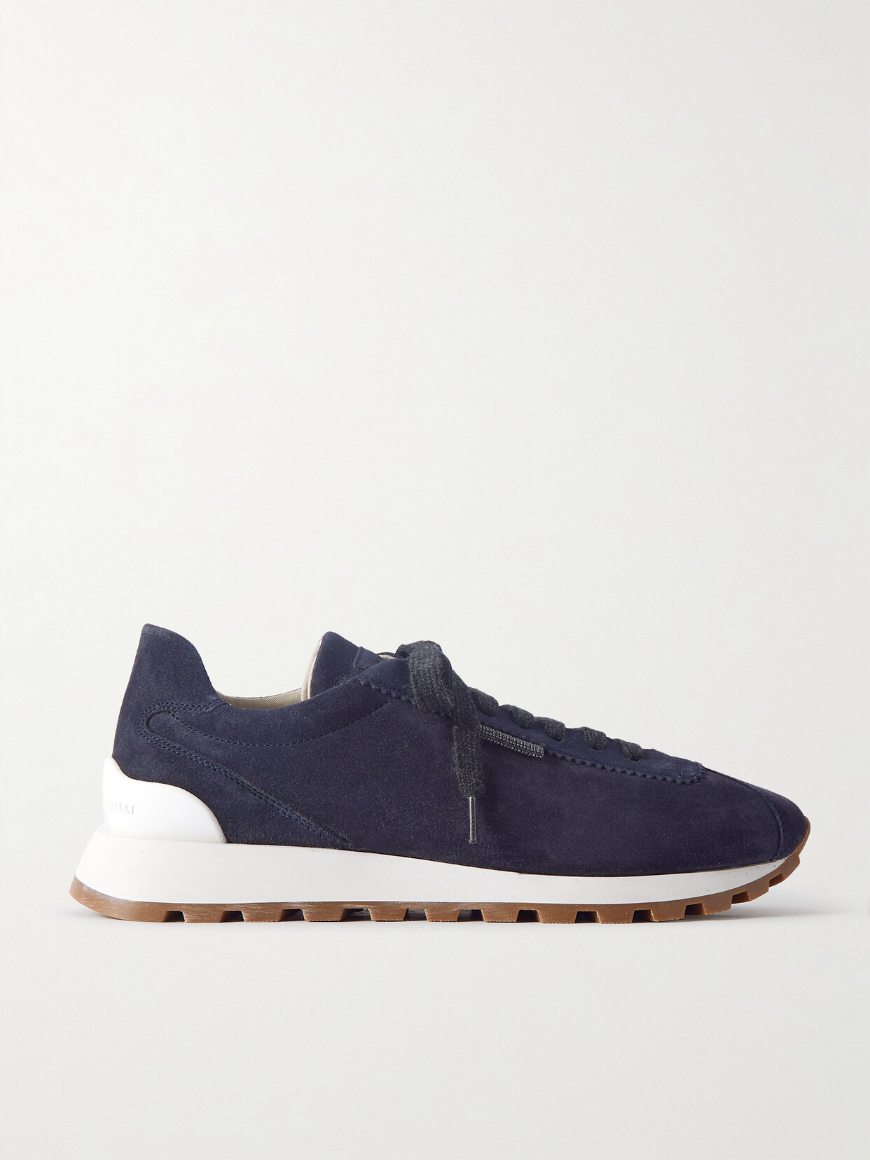 Shop Brunello Cucinelli Bead-embellished Suede Sneakers In Blue