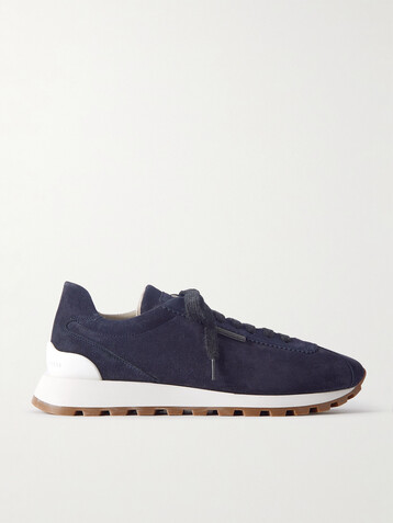 Brunello Cucinelli Bead-embellished suede sneakers