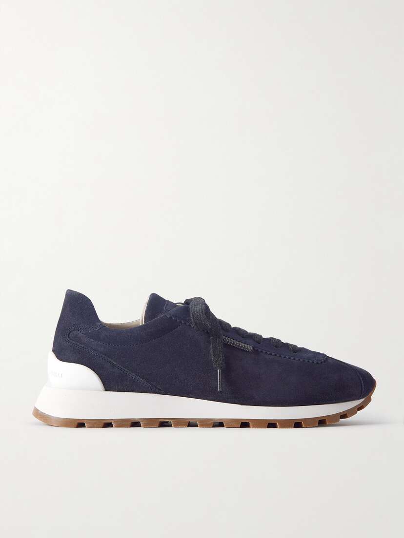 Brunello Cucinelli Bead-embellished Suede Sneakers