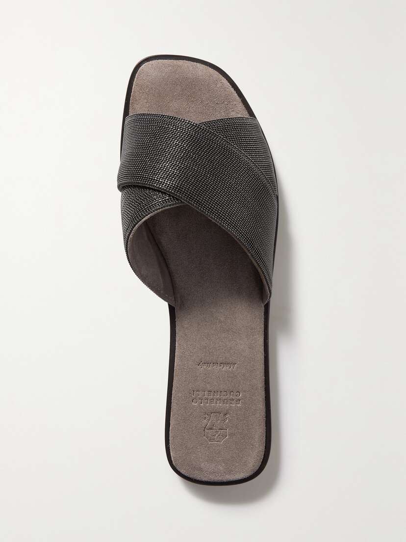 Brunello Cucinelli Beaded Suede Slides