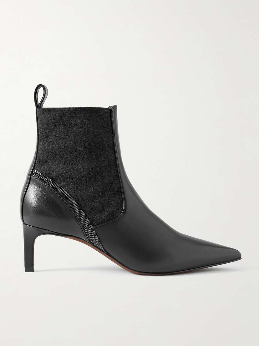 Brunello Cucinelli Bead-embellished Suede And Cashmere Chelsea Boots