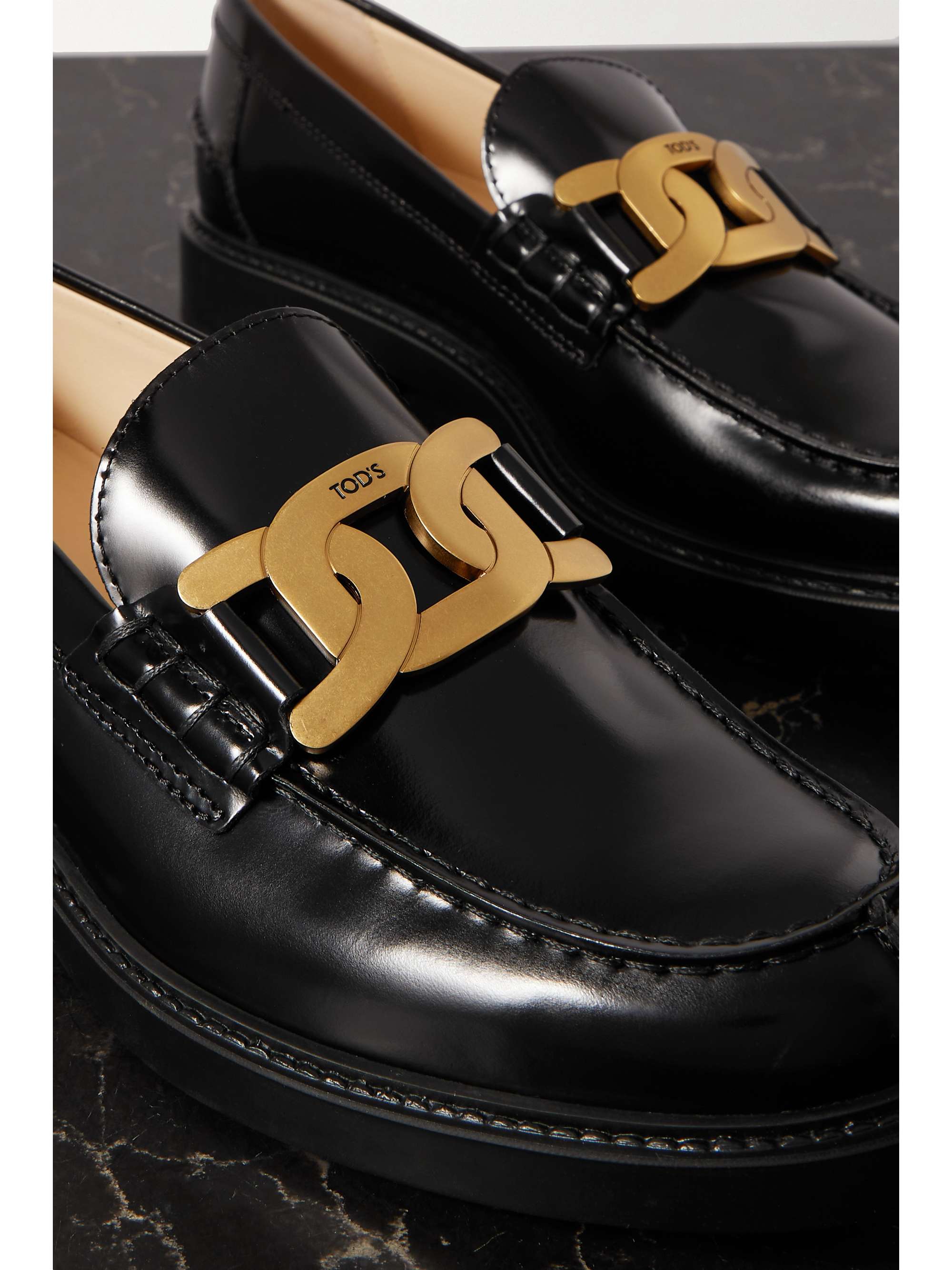 TOD'S Gomma Basso embellished glossed-leather loafers | NET