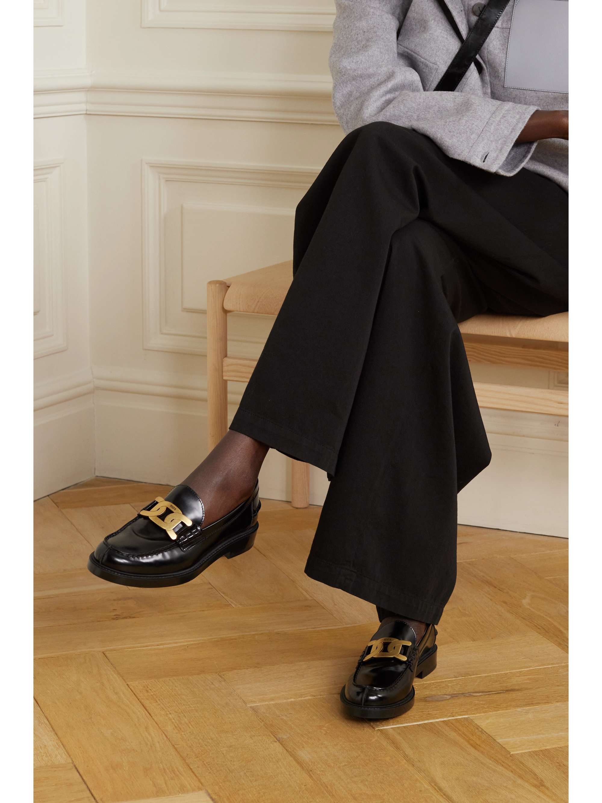 TOD'S Gomma Basso embellished glossed-leather loafers | NET TOD'S Gomma Basso embellished glossed-leather loafers | NET
