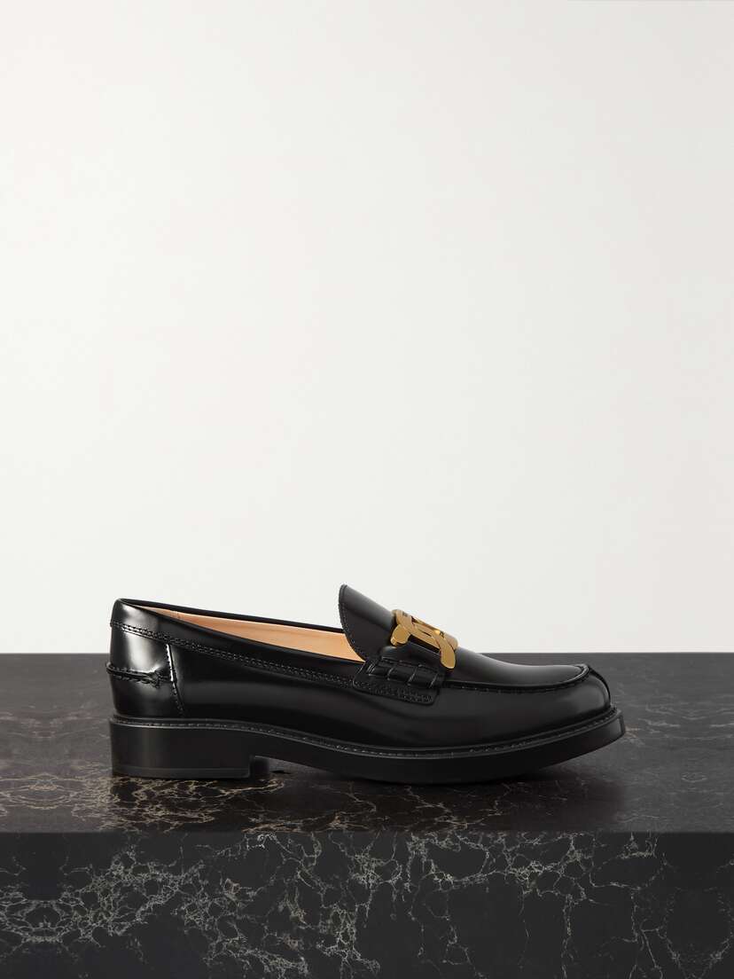 Tod's Gomma Basso Embellished Glossed-leather Loafers