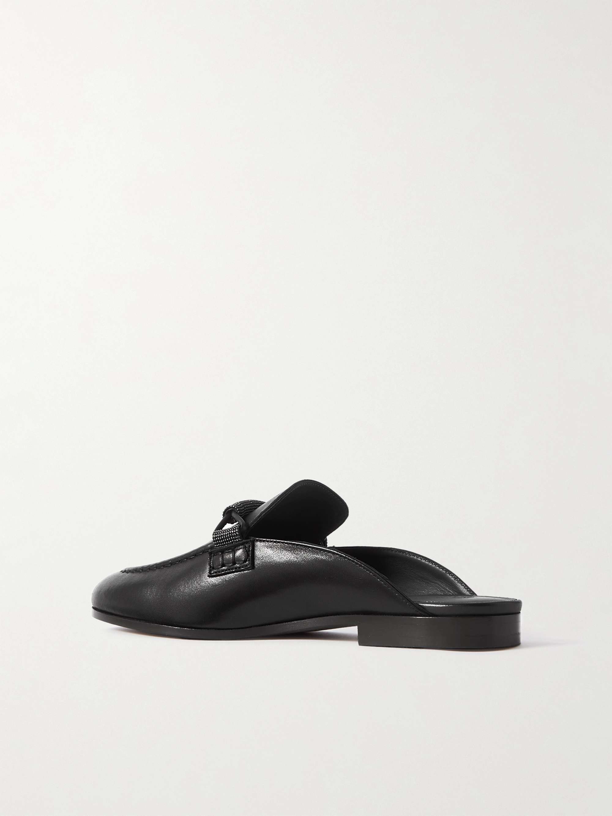 BRUNELLO CUCINELLI Bead-embellished leather slippers