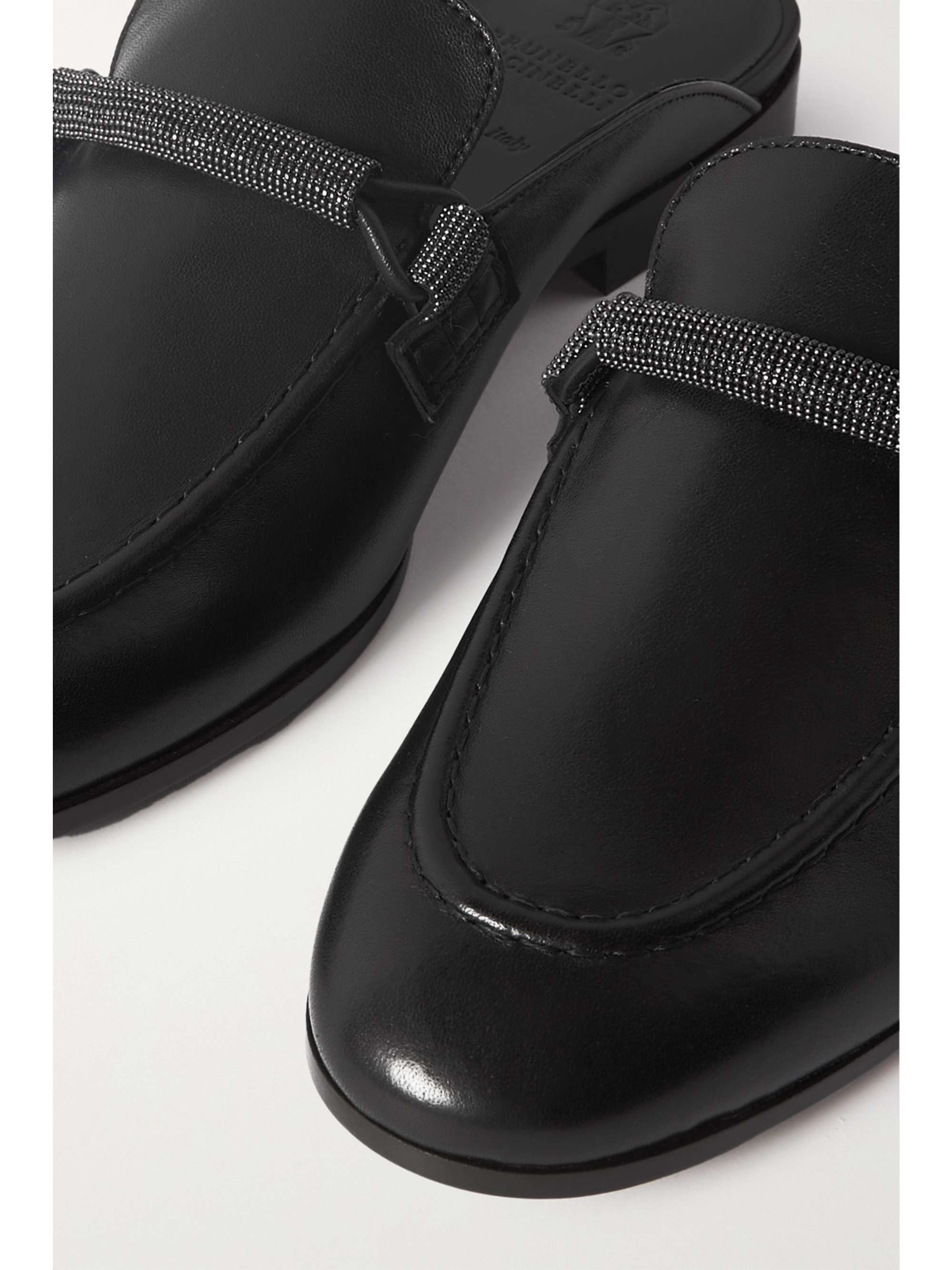 BRUNELLO CUCINELLI Bead-embellished leather slippers