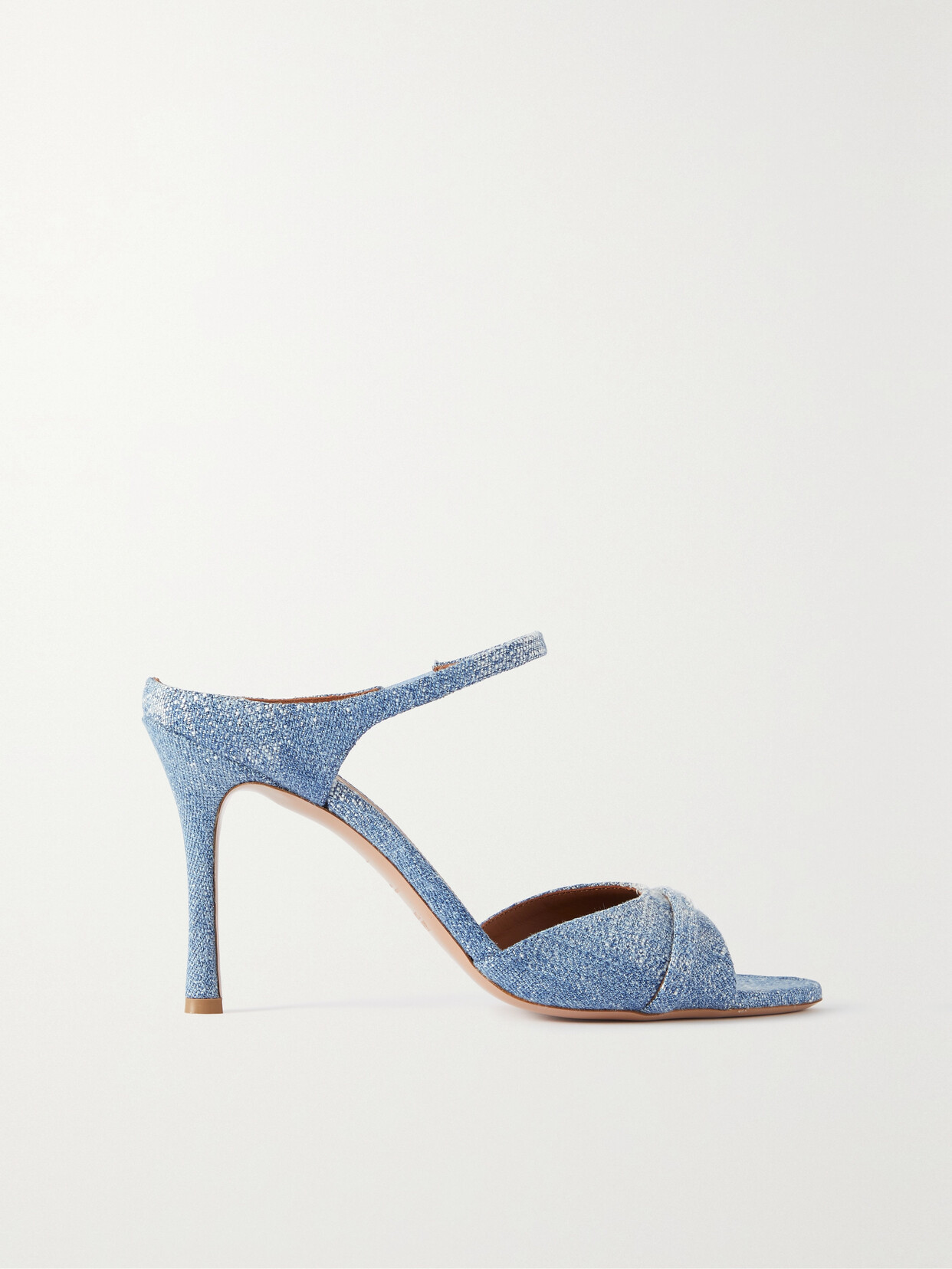 Malone Souliers - Una 90 Distressed Denim Sandals - Blue