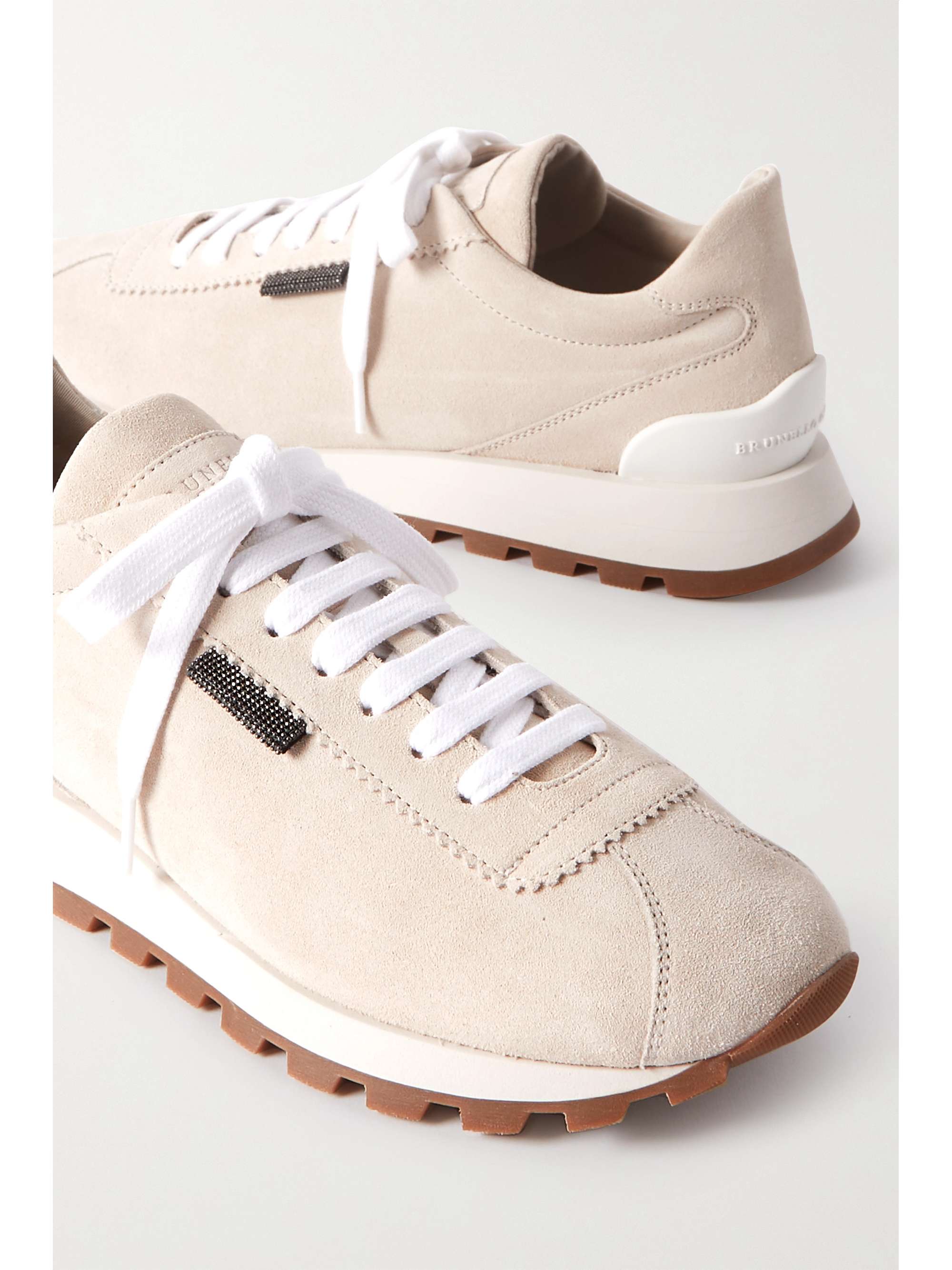 BRUNELLO CUCINELLI Bead-embellished suede sneakers | NET-A-PORTER