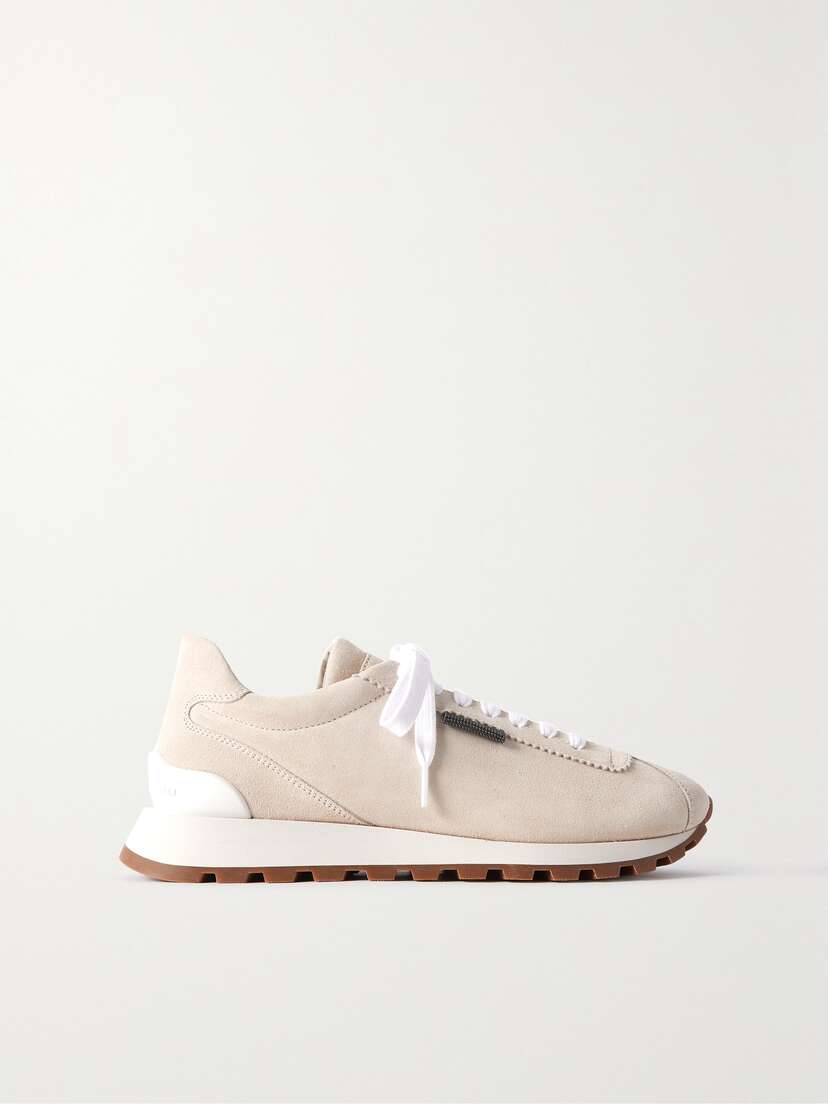 Brunello Cucinelli Bead-embellished Suede Sneakers