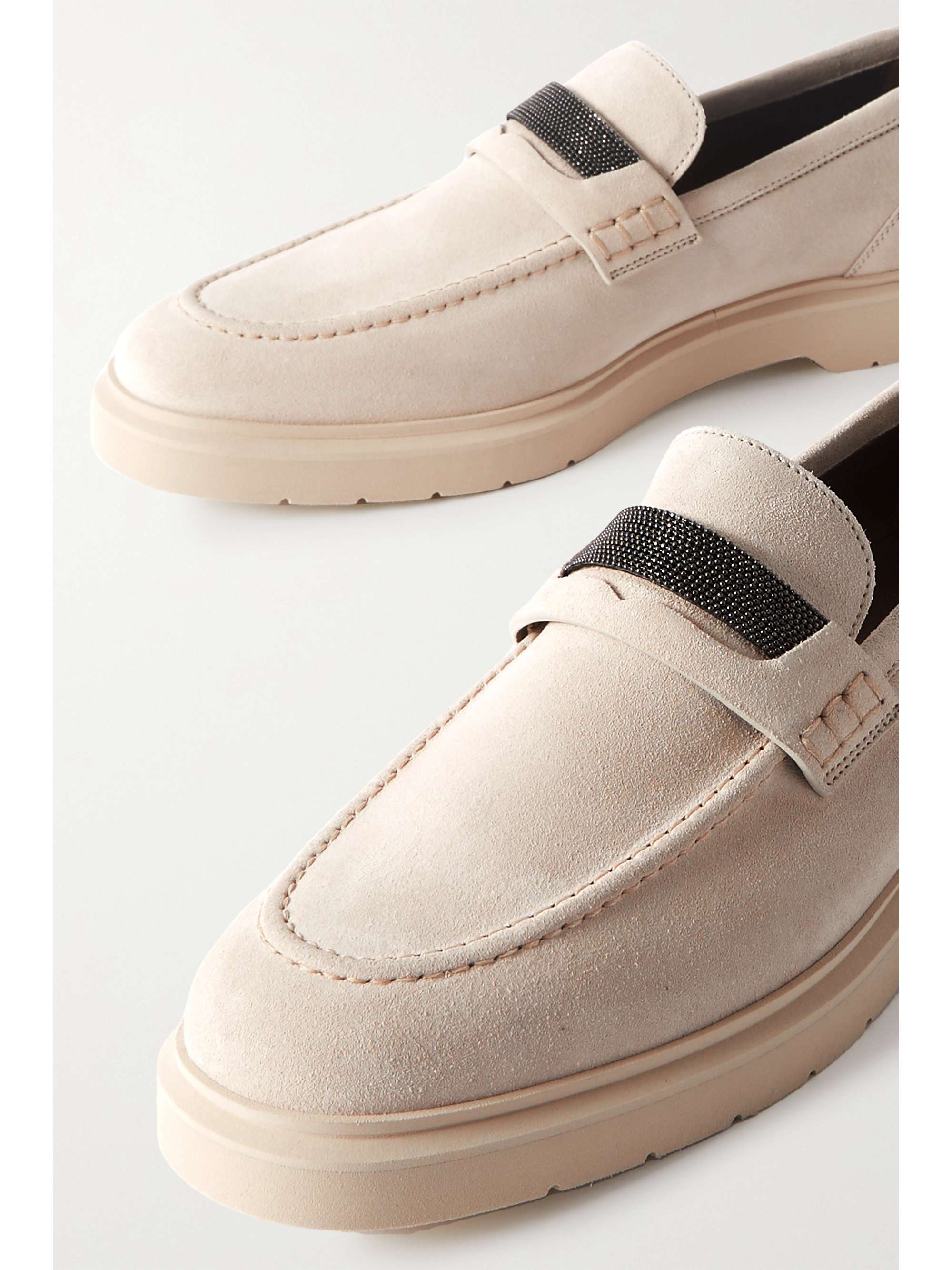 BRUNELLO CUCINELLI Bead-embellished suede loafers