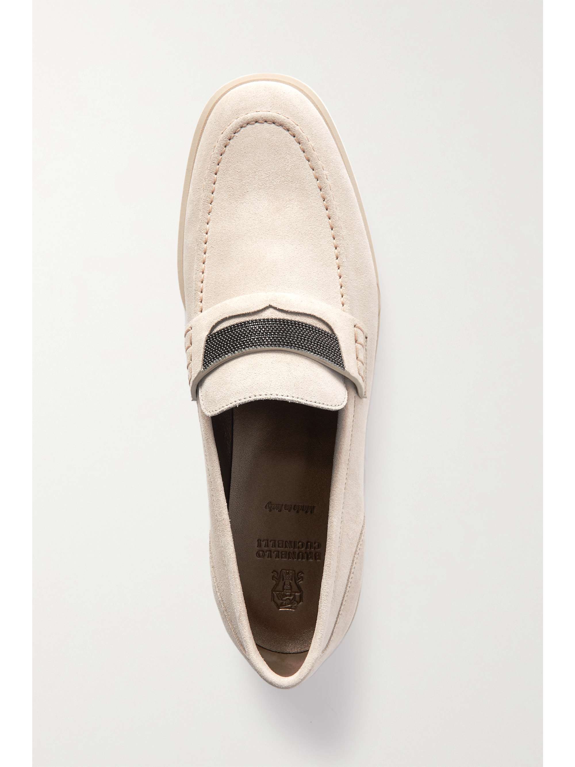 BRUNELLO CUCINELLI Bead-embellished suede loafers