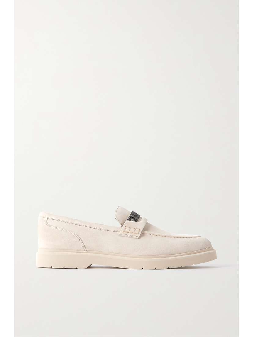 Brunello Cucinelli Bead-embellished Suede Loafers