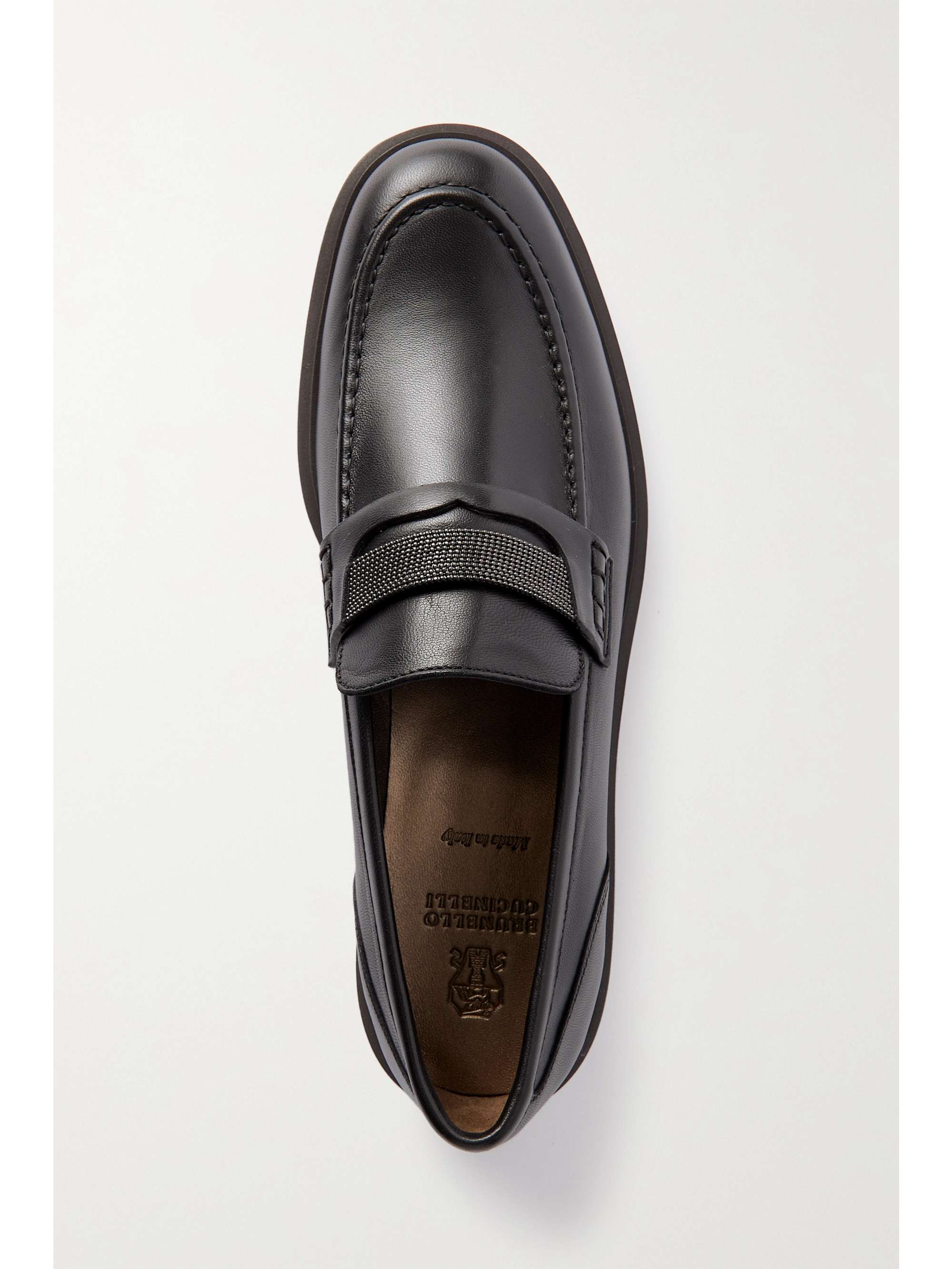 BRUNELLO CUCINELLI Bead-embellished leather loafers