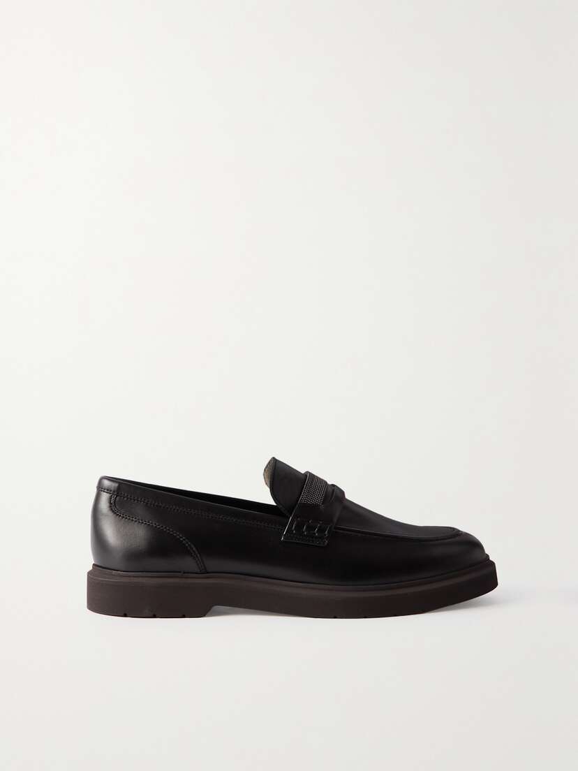 Brunello Cucinelli Bead-embellished Leather Loafers
