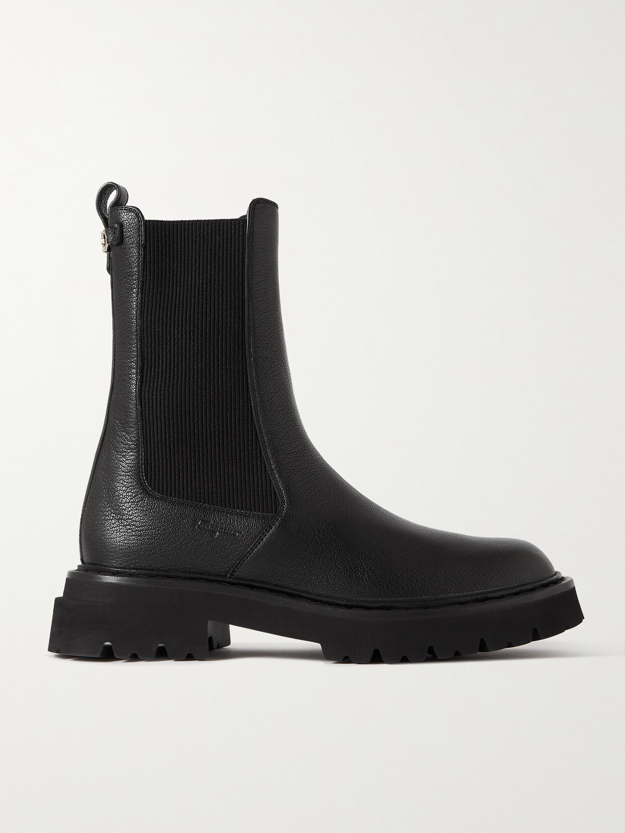 Ferragamo Oderico Logo-embellished Textured-leather Chelsea Boots In Black