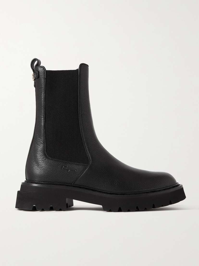 Ferragamo Oderico Logo-embellished Textured-leather Chelsea Boots