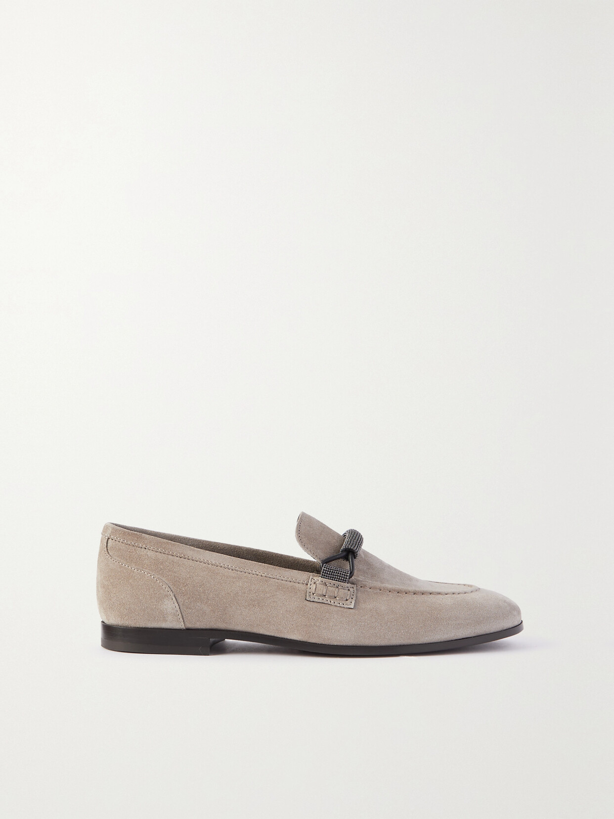 Brunello Cucinelli - Bead-embellished Suede Loafers - Brown