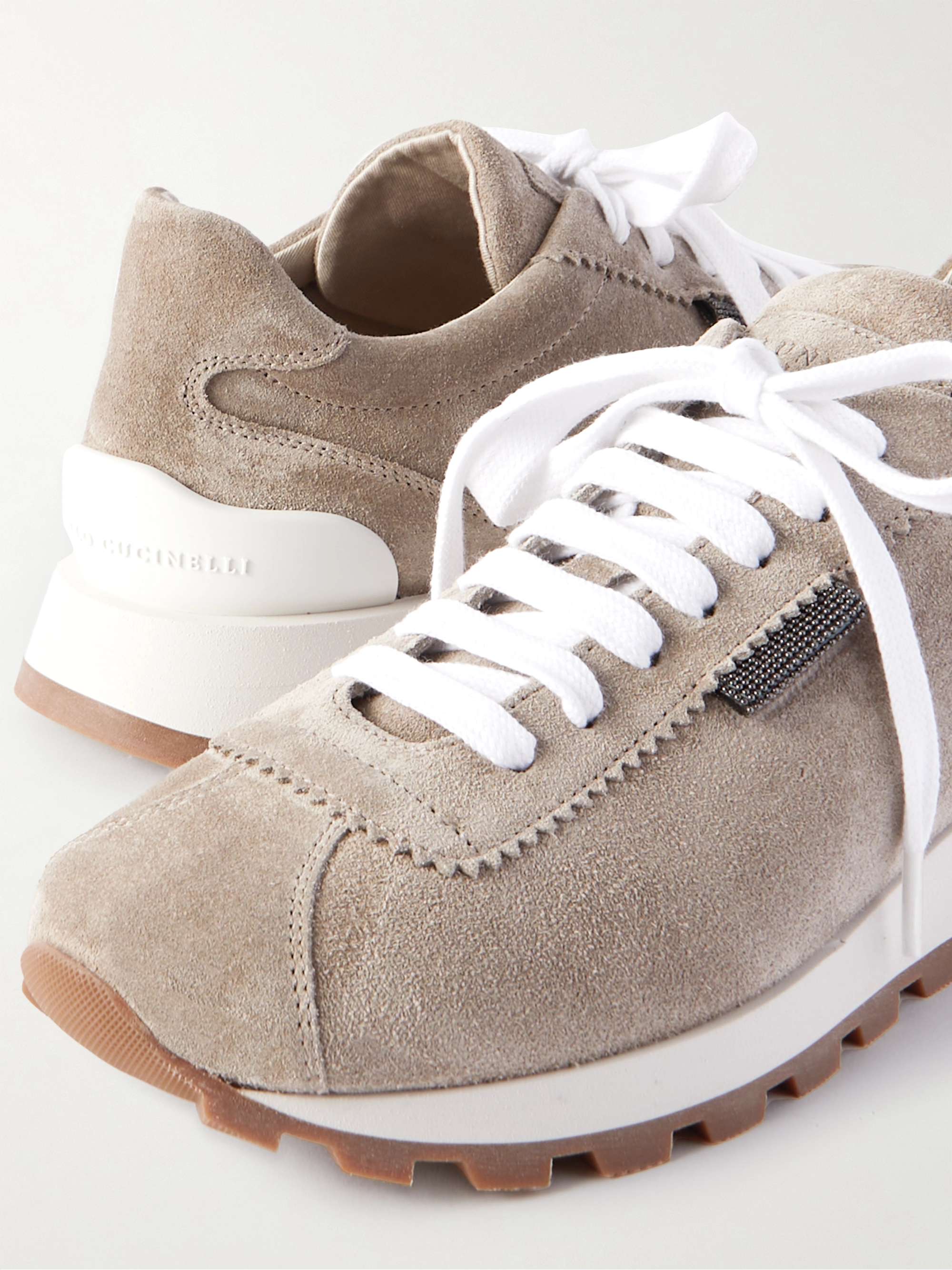 BRUNELLO CUCINELLI Bead-embellished suede sneakers