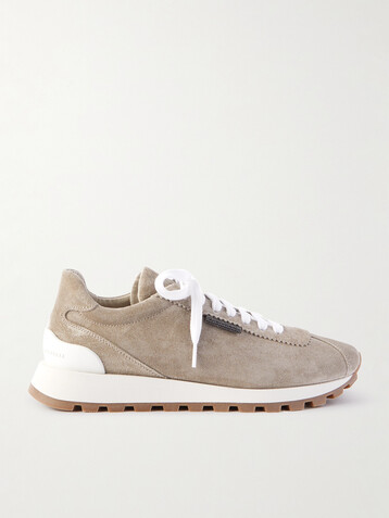 Brunello Cucinelli Bead-embellished suede sneakers