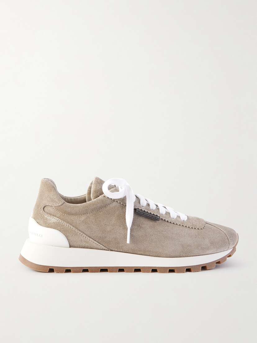 Brunello Cucinelli Bead-embellished Suede Sneakers
