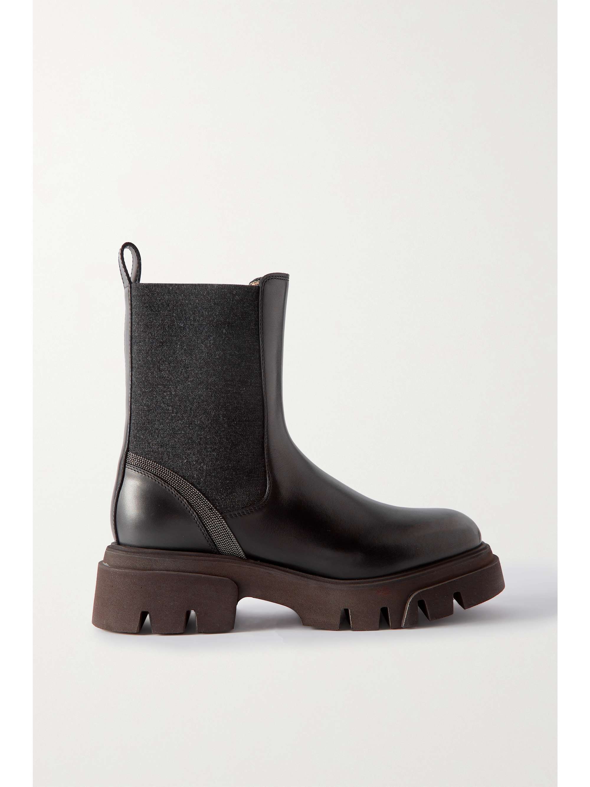 BRUNELLO CUCINELLI Bead-embellished leather Chelsea boots | NET-A-PORTER