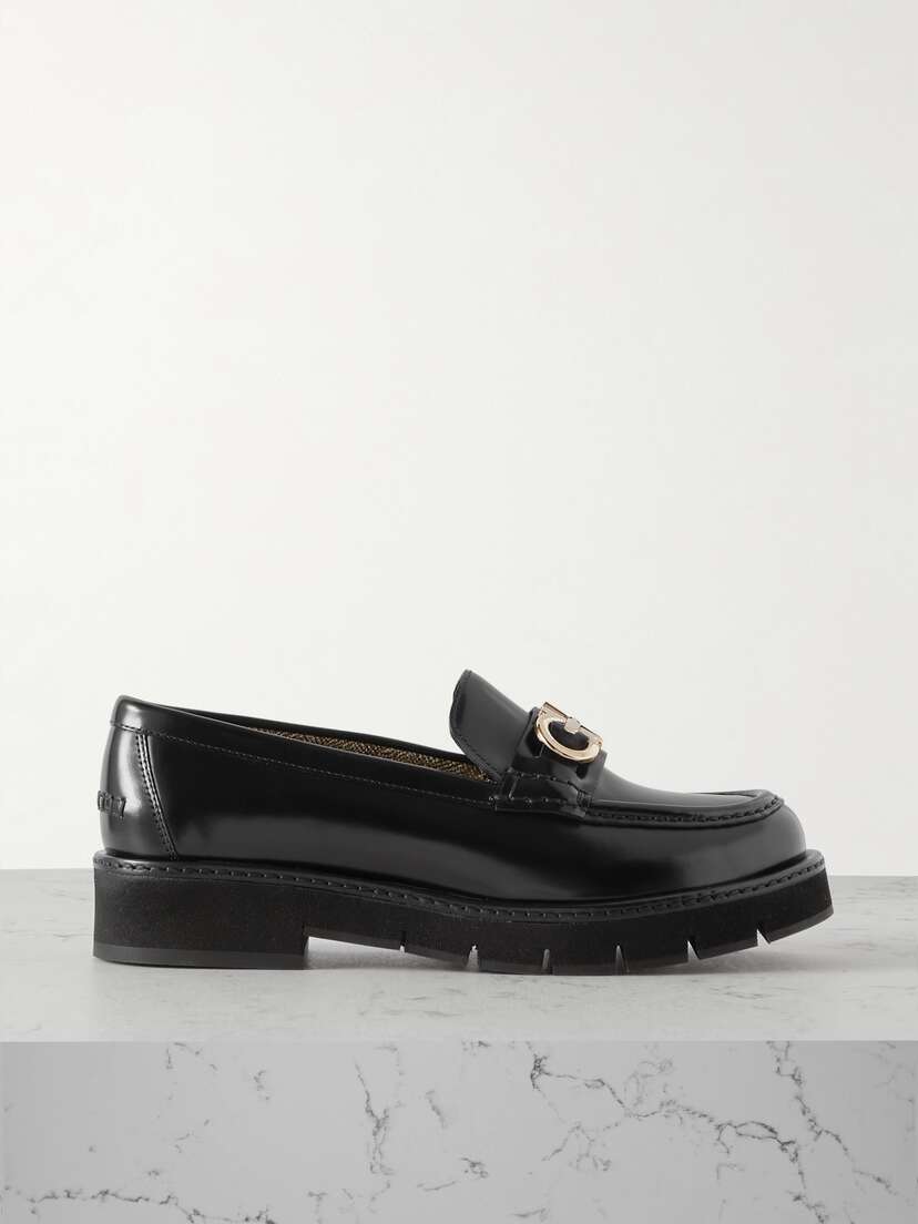 Ferragamo Ofelia Embellished Glossed-leather Loafers