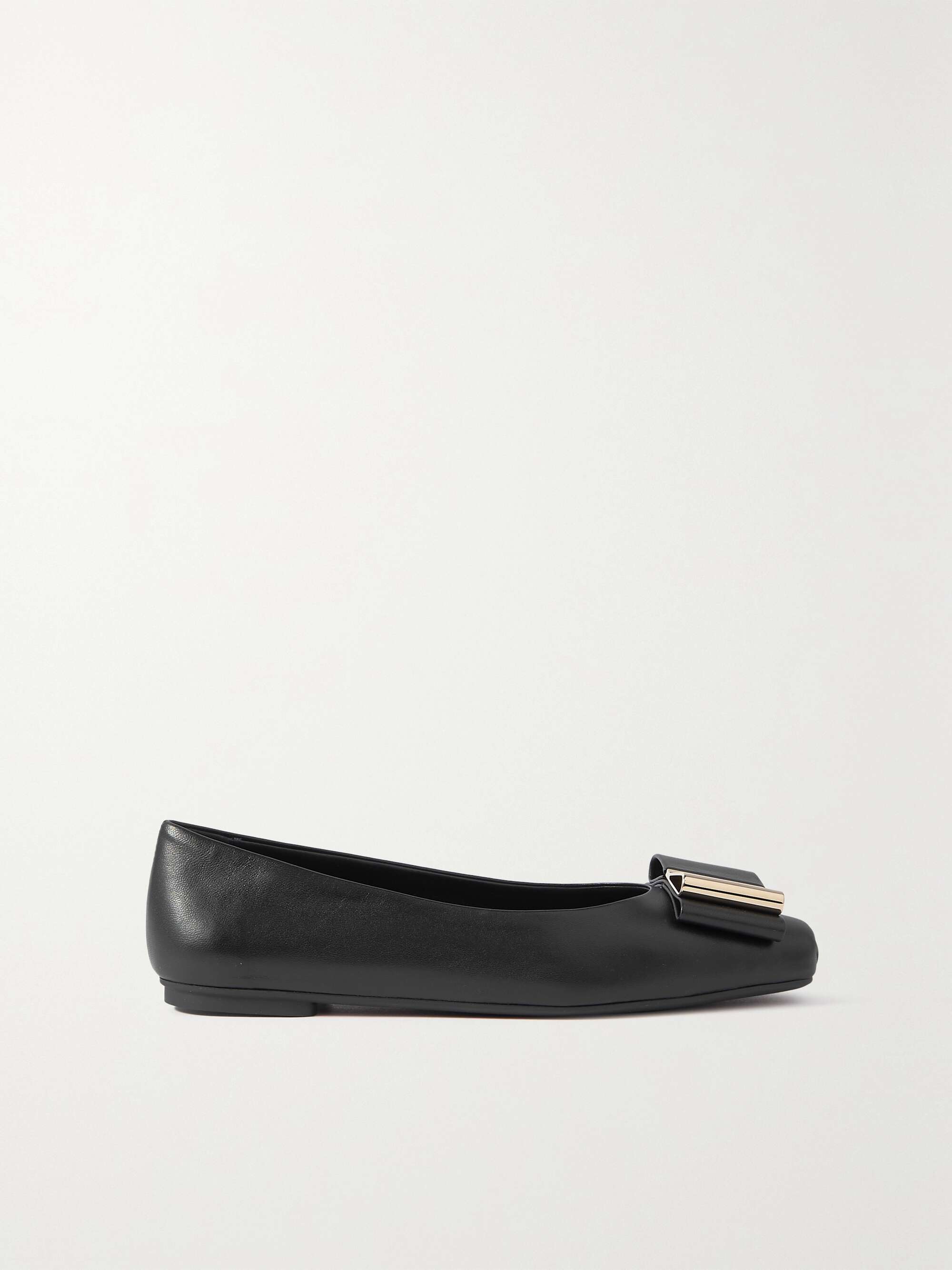 FERRAGAMO Lina bow-embellished leather ballet flats | NET-A-PORTER