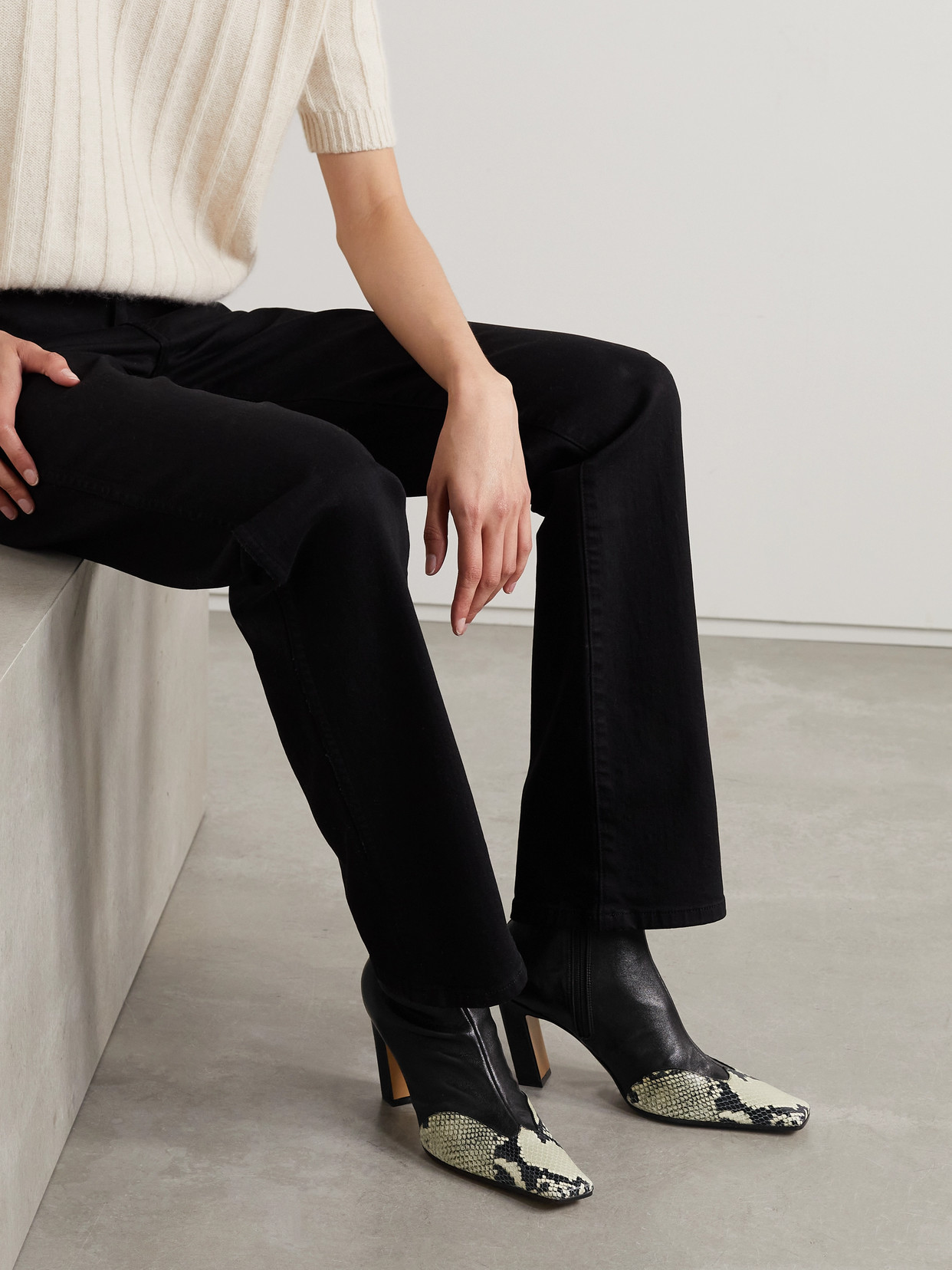 Khaite The Dallas 85mm Leather Ankle Boots In Black