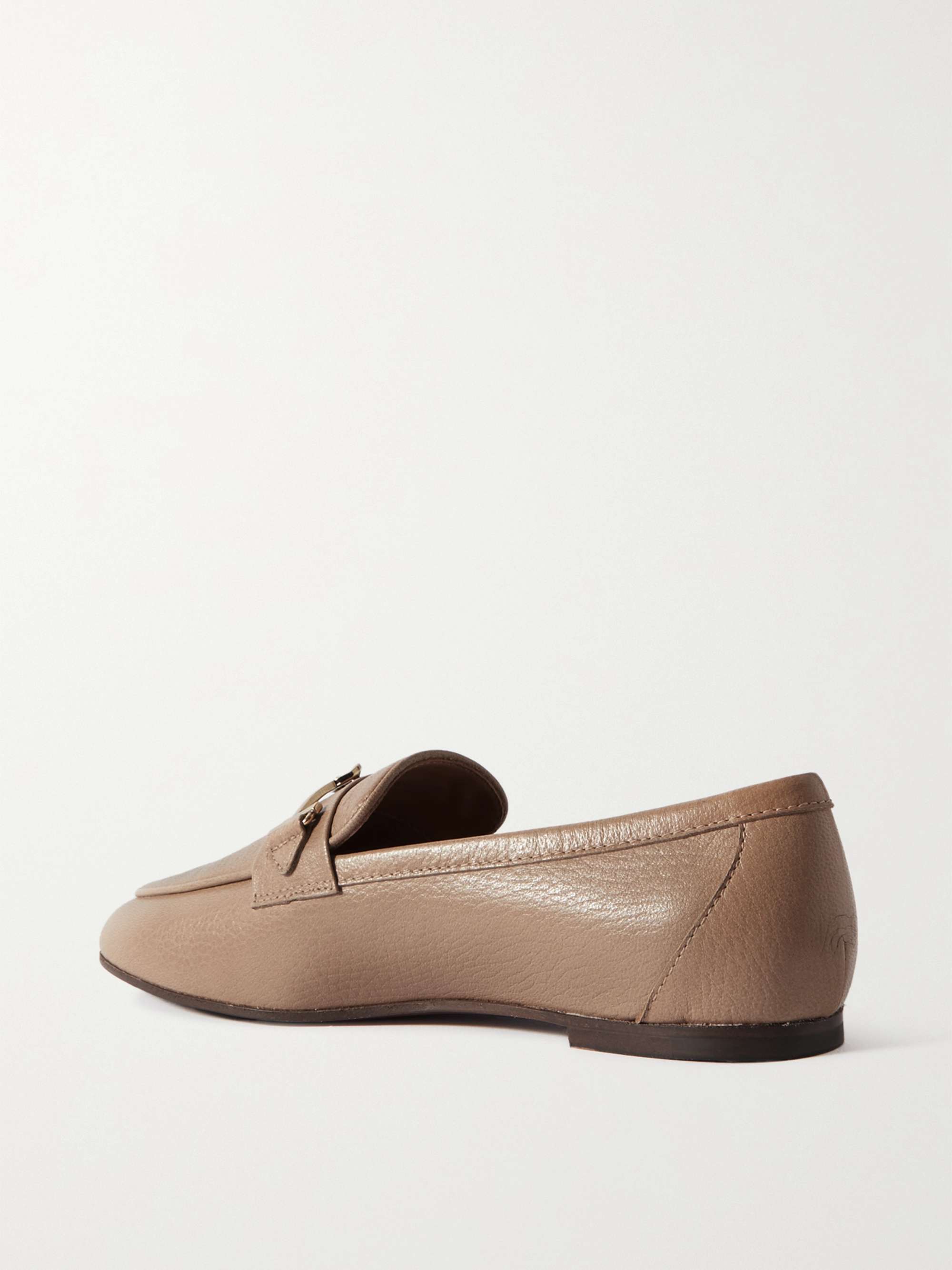 TOD'S Logo-embellished textured-leather loafers | NET-A-PORTER