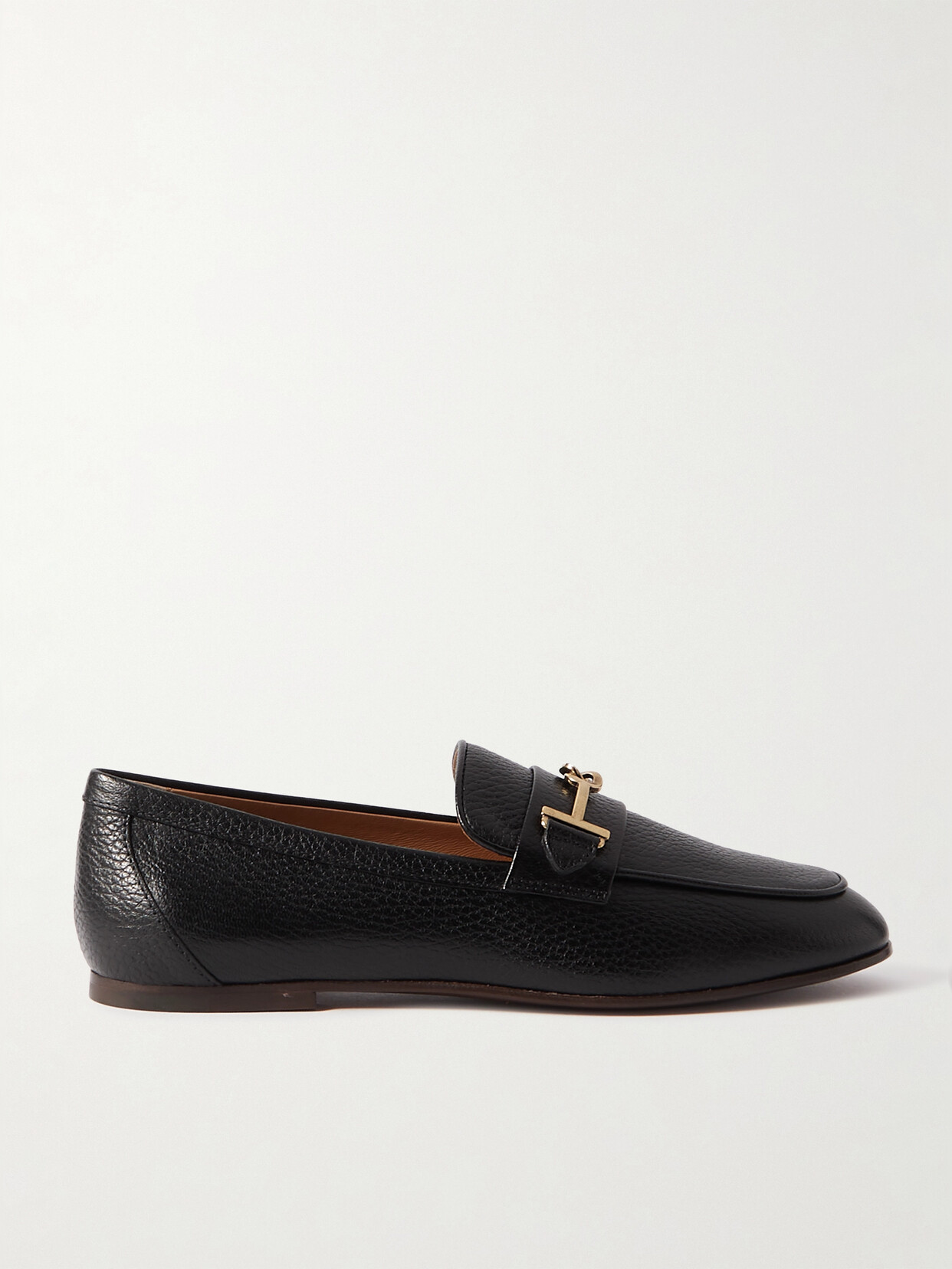 Tod's Logo-embellished Textured-leather Loafers In Black