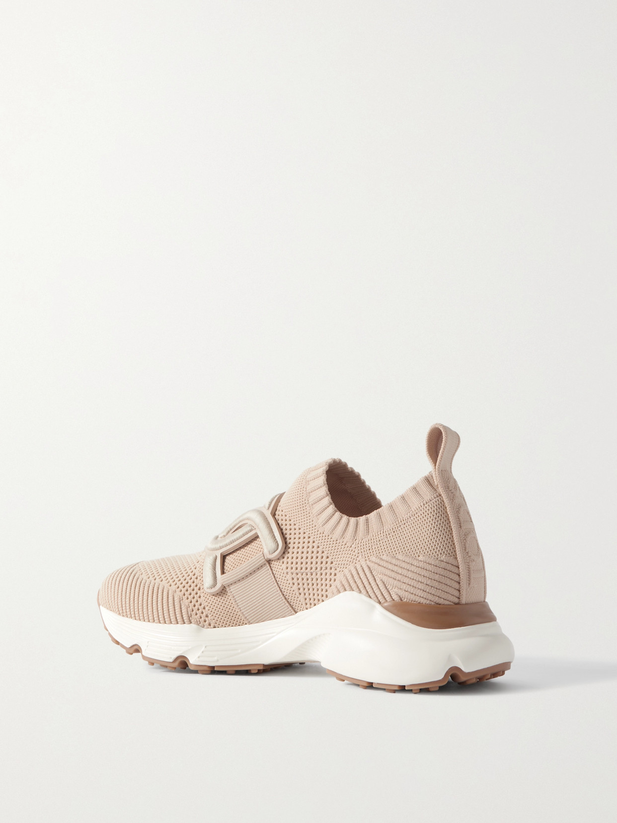 Shop Tod's Kate Rubber-trimmed Mesh And Stretch-knit Slip-on Sneakers In Neutrals